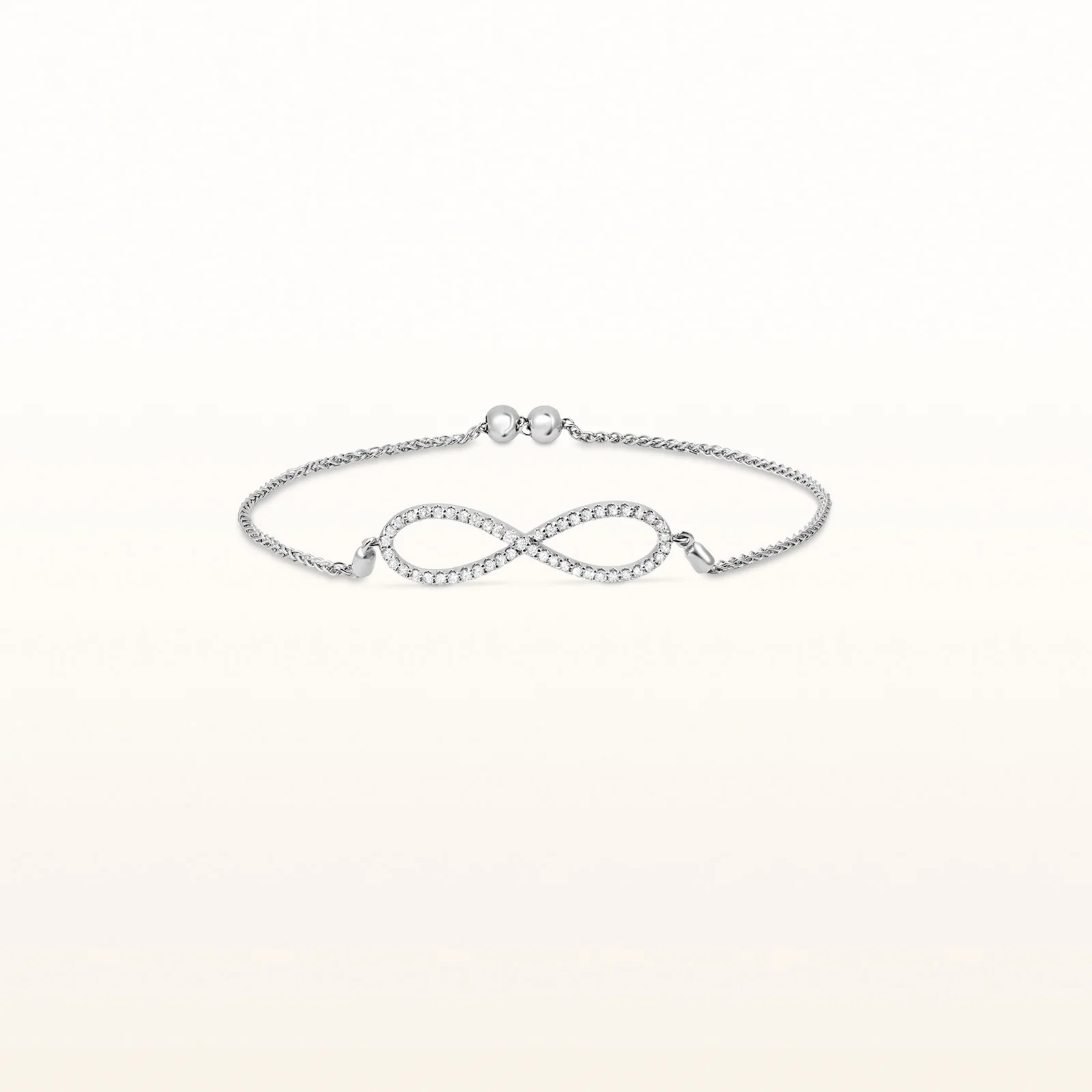 Diamond Infinity Symbol Slider Bracelet in 14kt White Gold