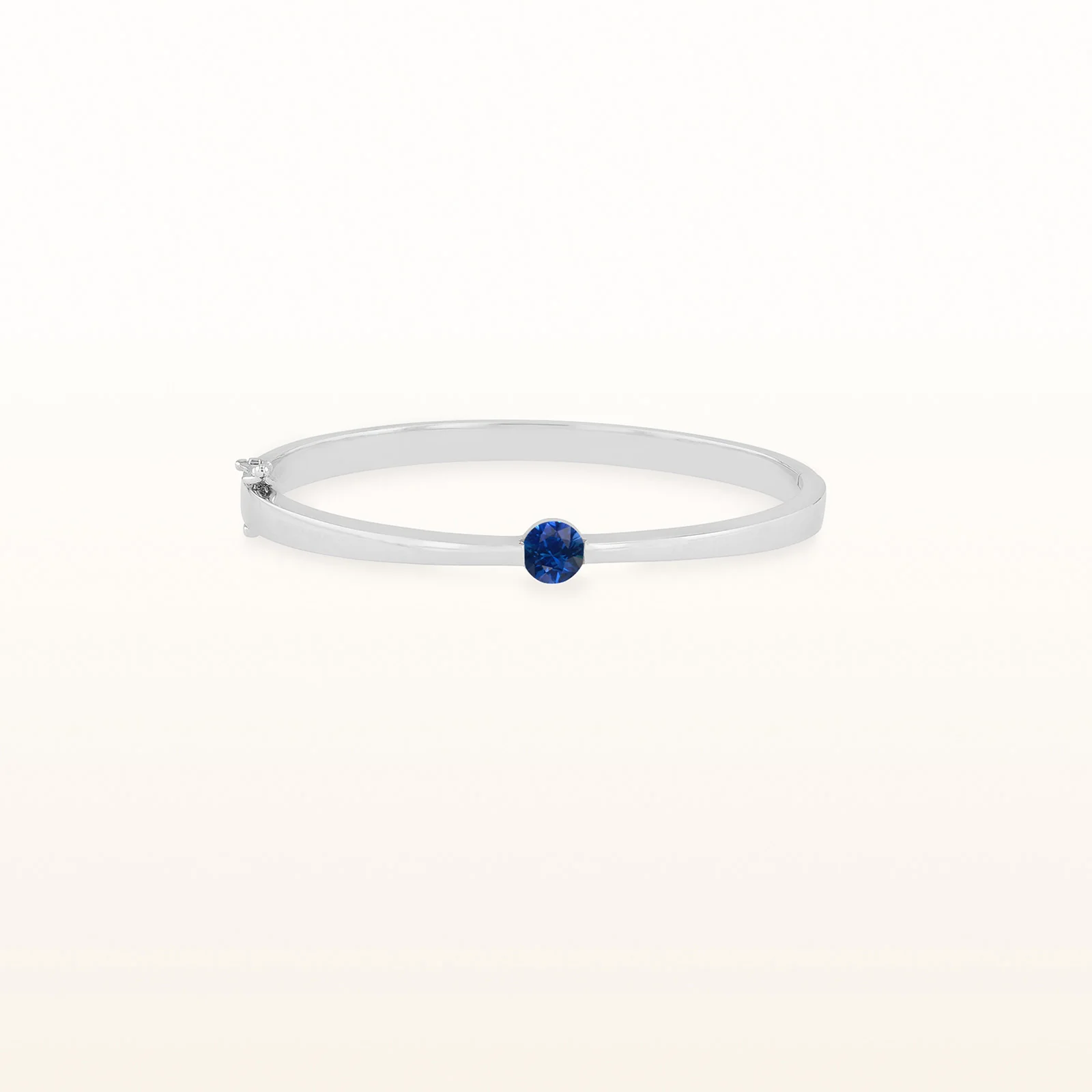 Diamond or Gemstone Solitaire Hinged Bangle Bracelet in 14kt White Gold - Image 6