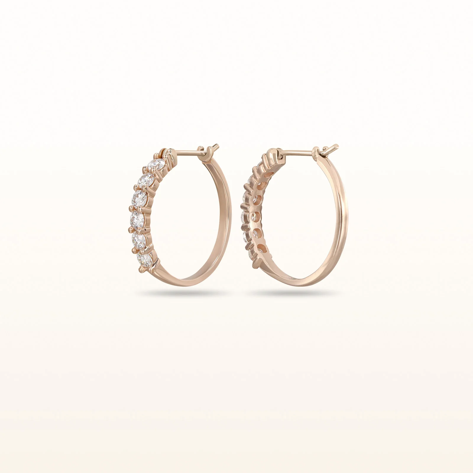 Diamond Shared Prong Hoop Earrings - Image 2