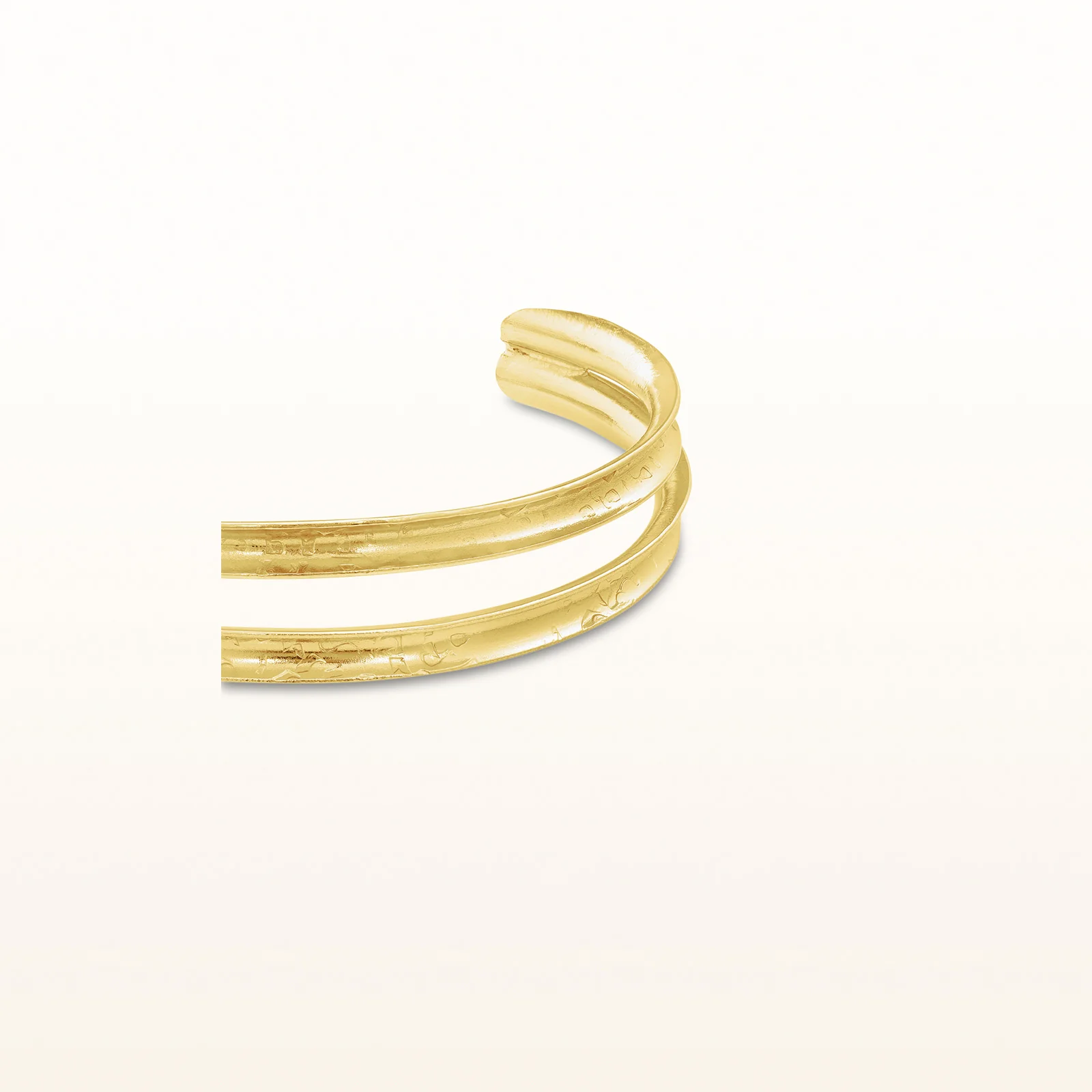 Double Row Concave Cuff Bracelet in Yellow Gold Plated 925 Sterling Silver - Image 2