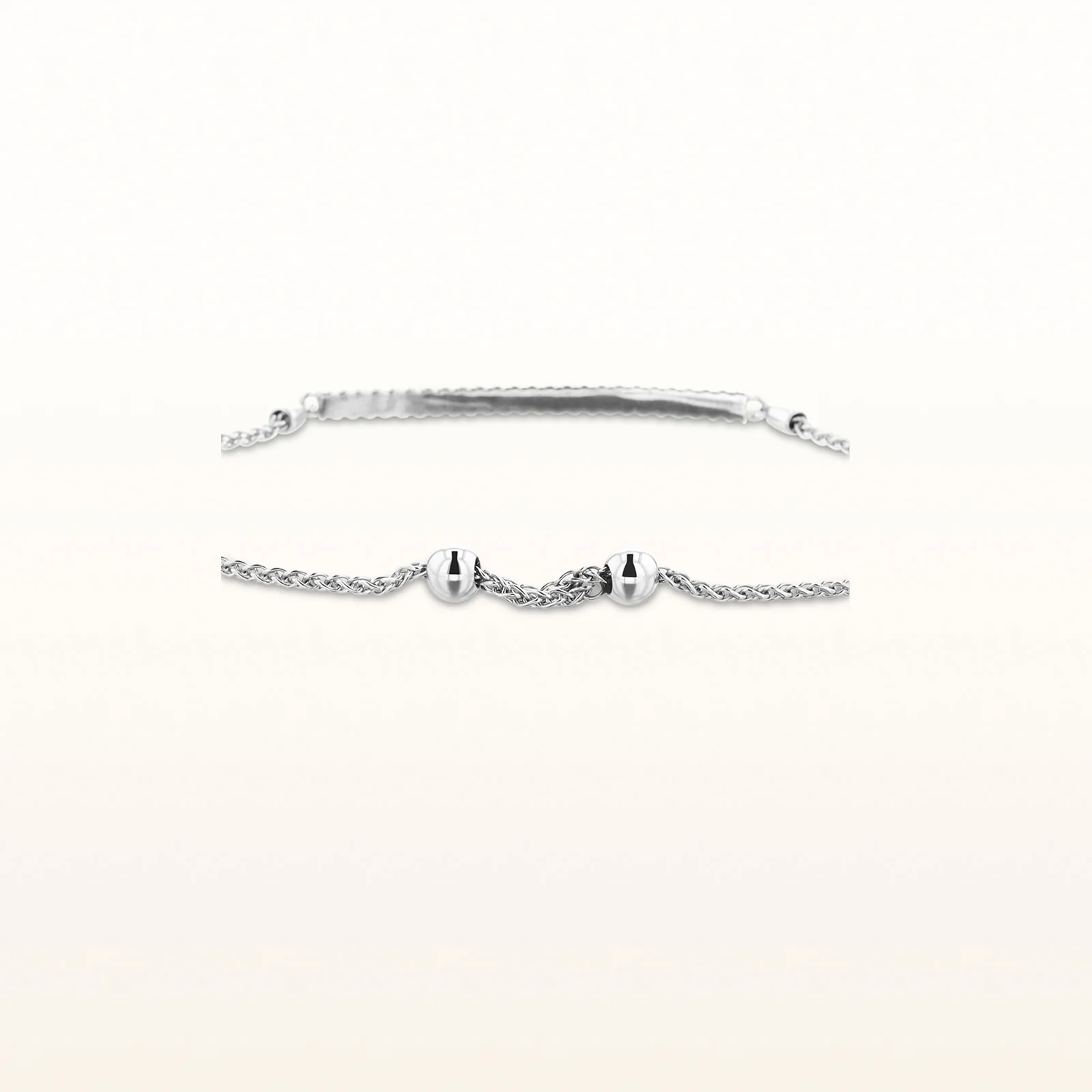Double Row Diamond Bar Slider Bracelet in 14kt White Gold - Image 2