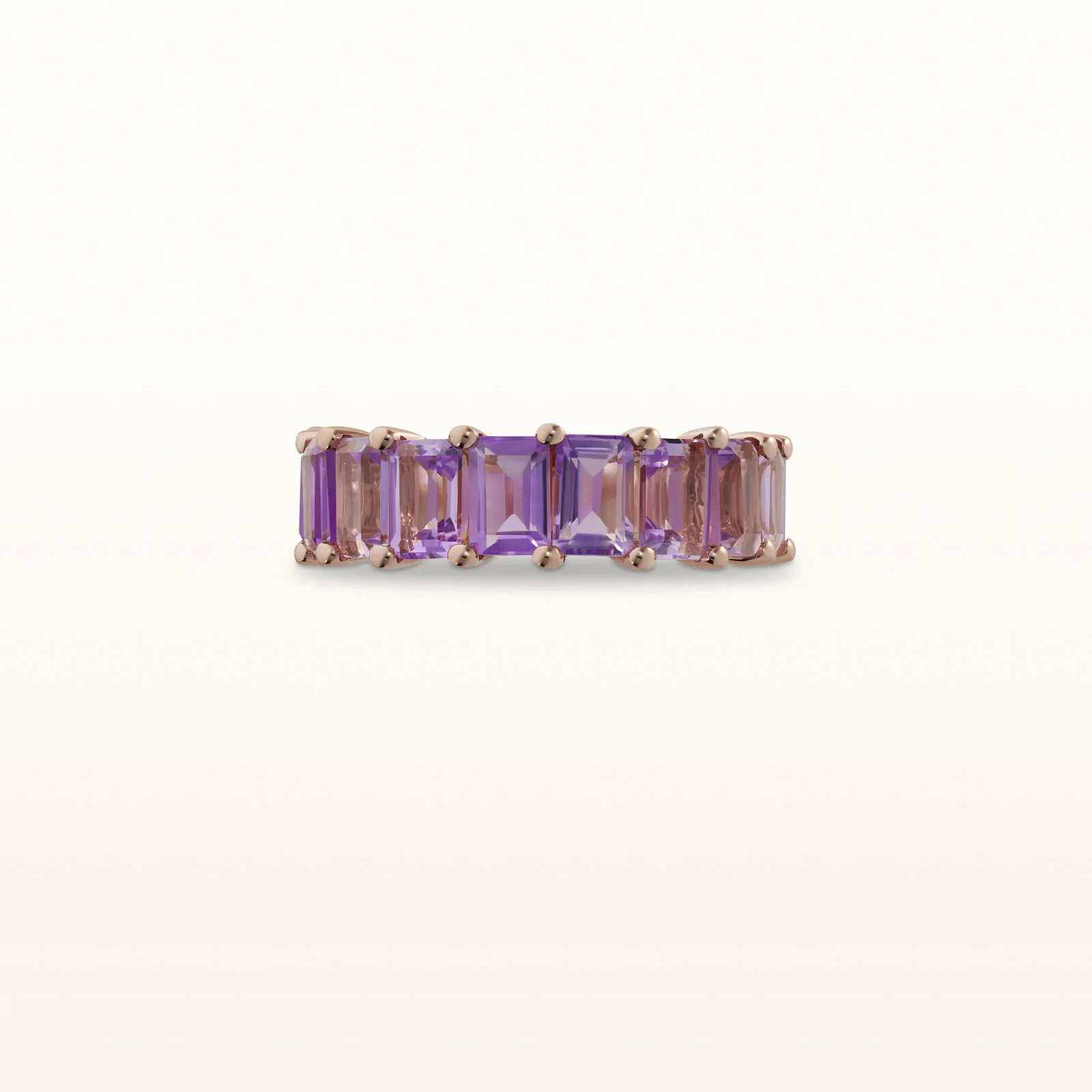 Emerald Cut Amethyst Eternity Ring in 14kt Rose Gold - Image 10