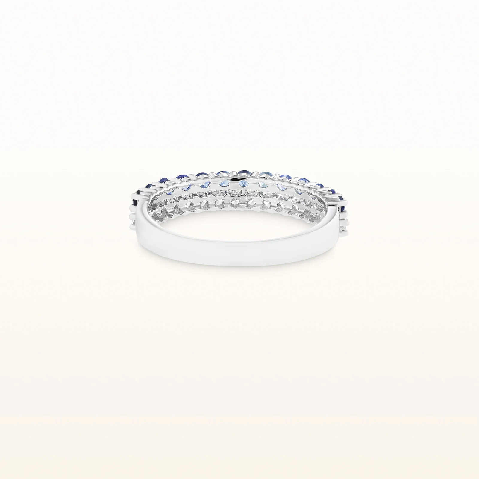 Blue Sapphire and Diamond Double Row Band in 14kt White Gold - Image 3
