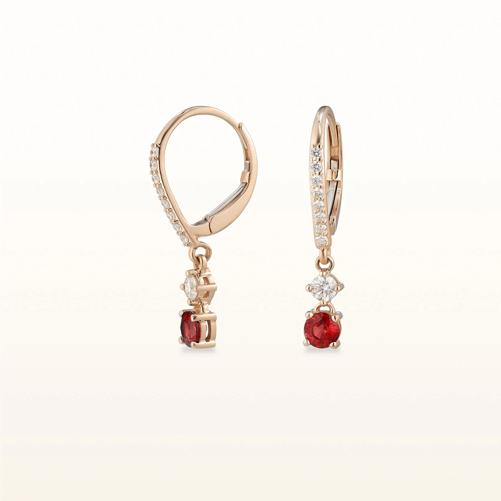 Gemstone and Diamond Drop Earrings in 14kt Rose Gold - Image 3