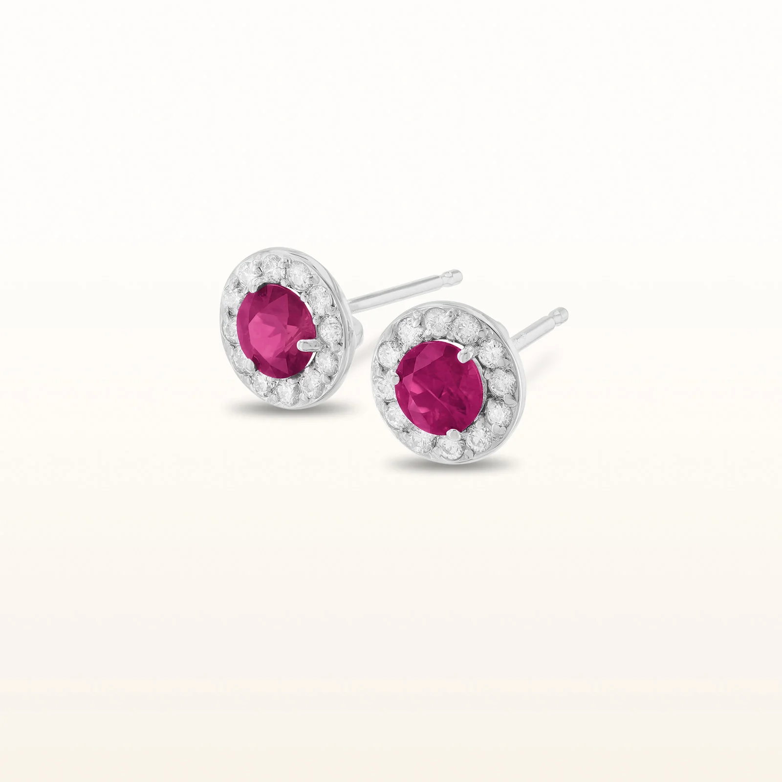 Gemstone and Diamond Margarita Halo Stud Earrings in 14kt White Gold - Image 12