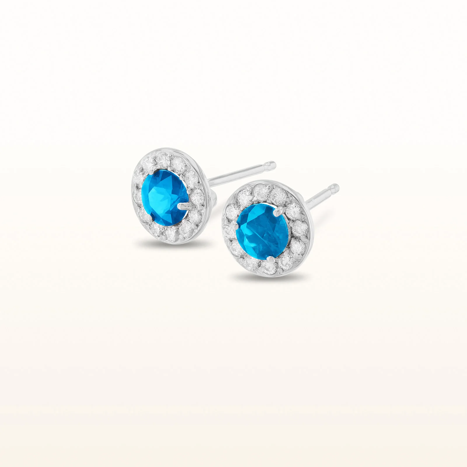 Gemstone and Diamond Margarita Halo Stud Earrings in 14kt White Gold - Image 6