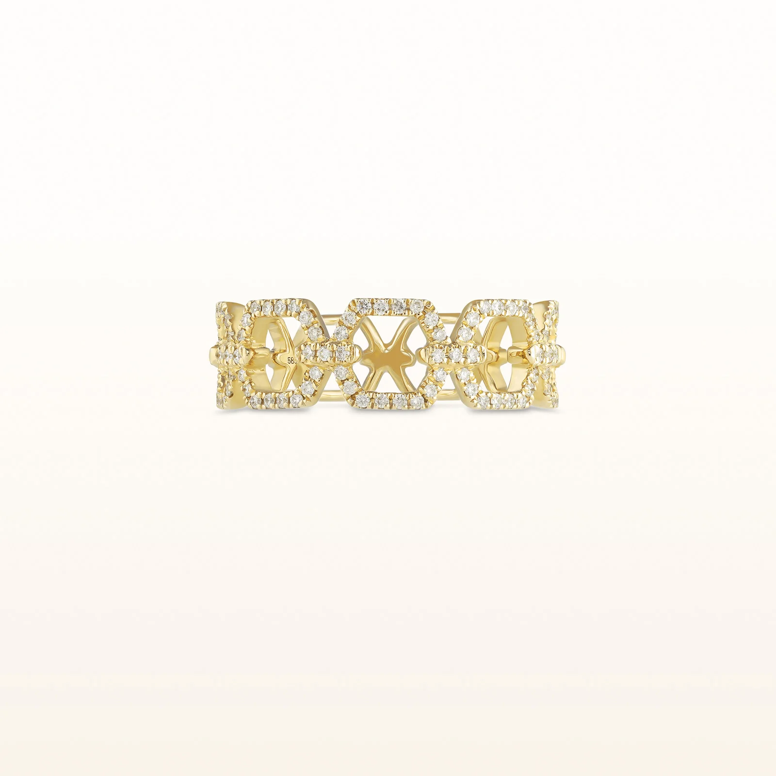 Hexagon Link Diamond Ring in 14kt Yellow or White Gold - Image 14