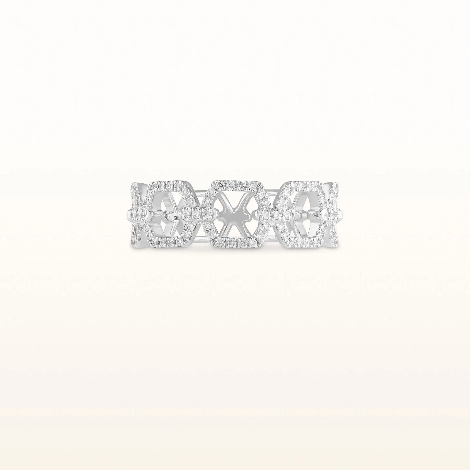 Hexagon Link Diamond Ring in 14kt Yellow or White Gold - Image 7
