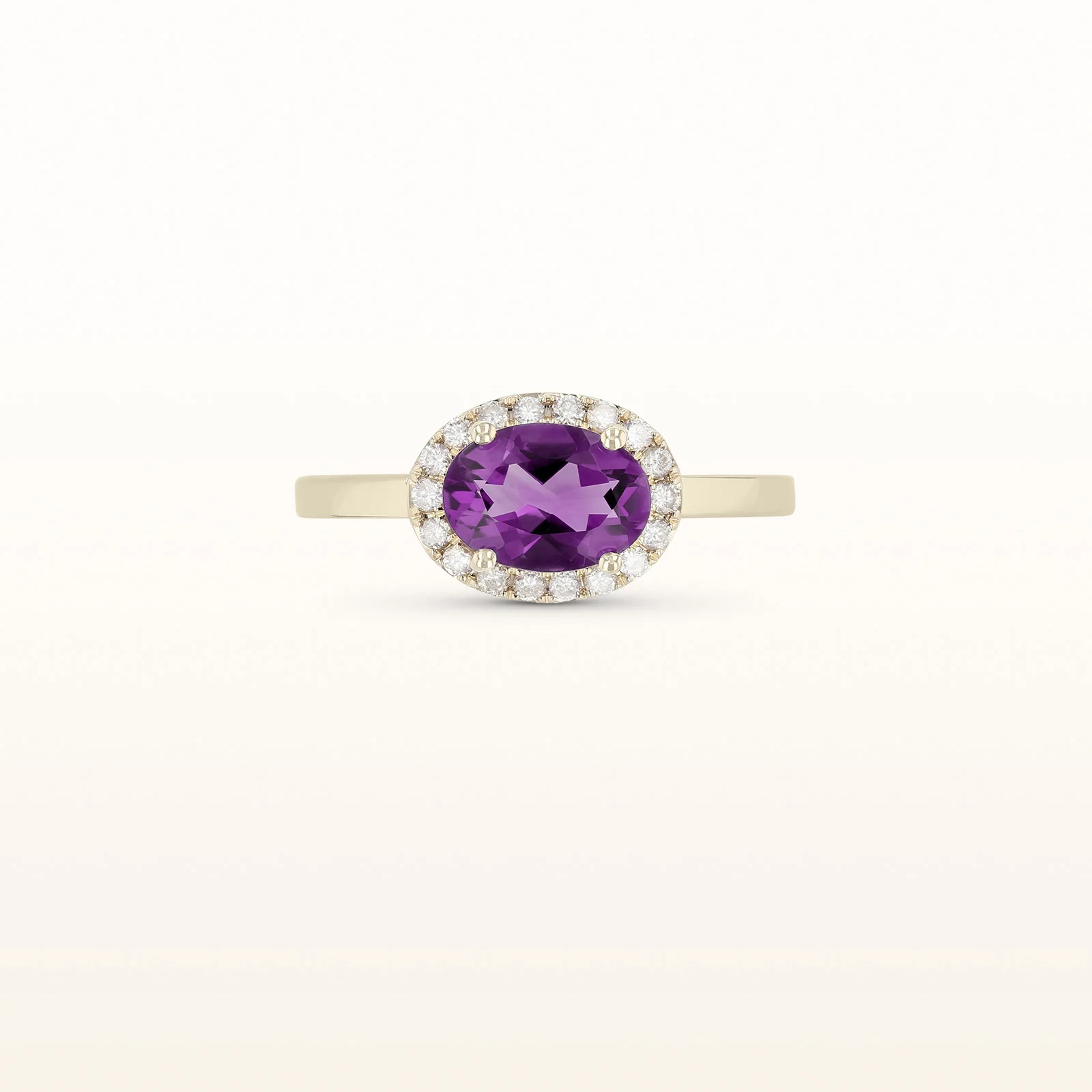 Horizontal Gemstone and Diamond Halo Ring - Image 13