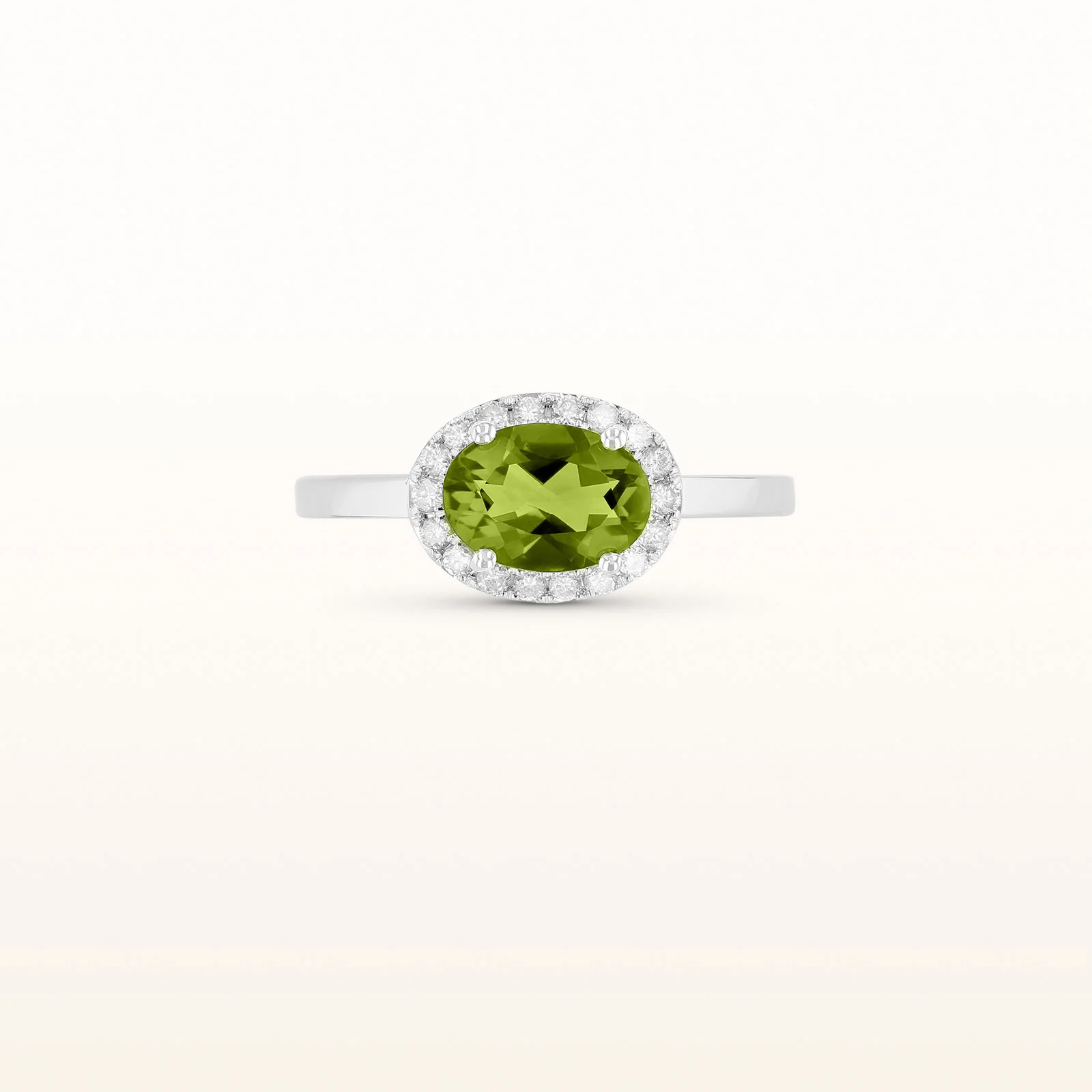 Horizontal Gemstone and Diamond Halo Ring in 14kt White Gold - Image 10