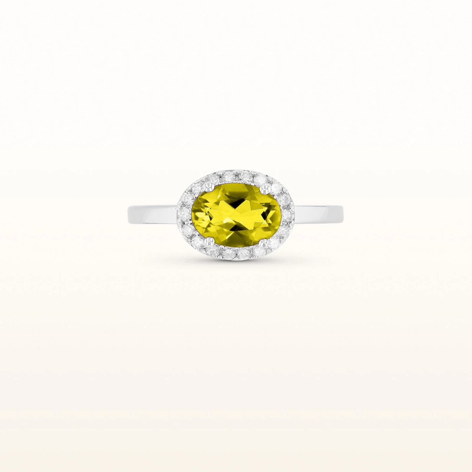 Horizontal Gemstone and Diamond Halo Ring in 14kt White Gold - Image 16
