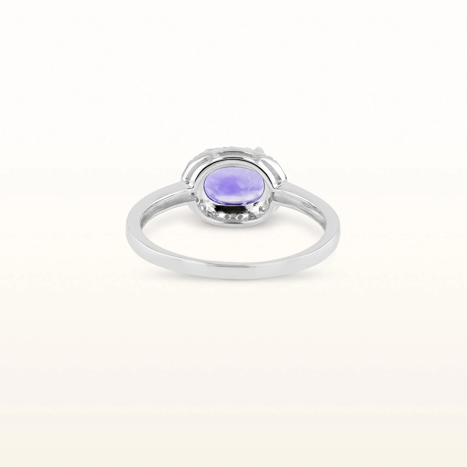 Horizontal Gemstone and Diamond Halo Ring in 14kt White Gold - Image 3