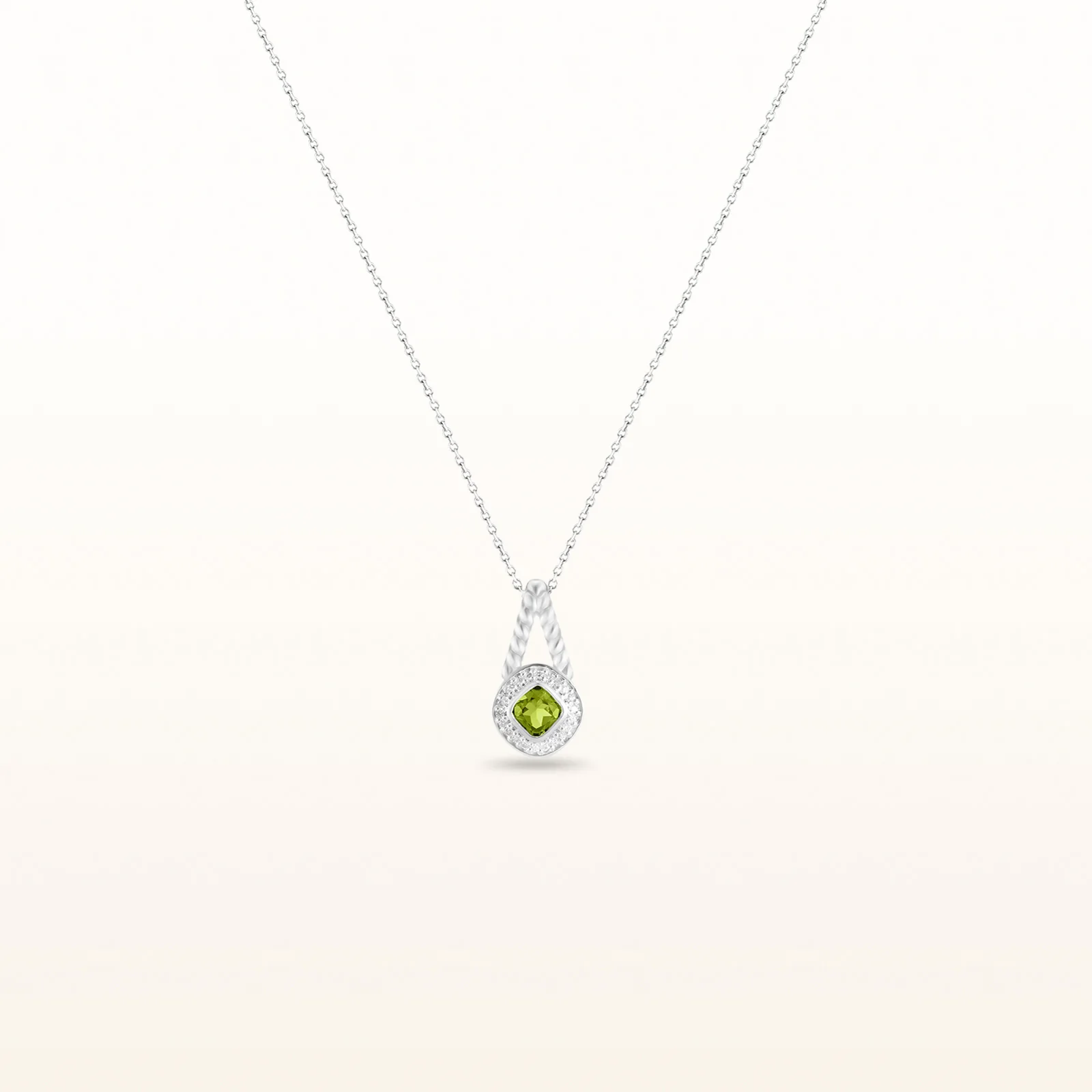 Kite-Set Cushion Cut Gemstone and Diamond Halo Rope Pendant in 925 Sterling Silver - Image 10