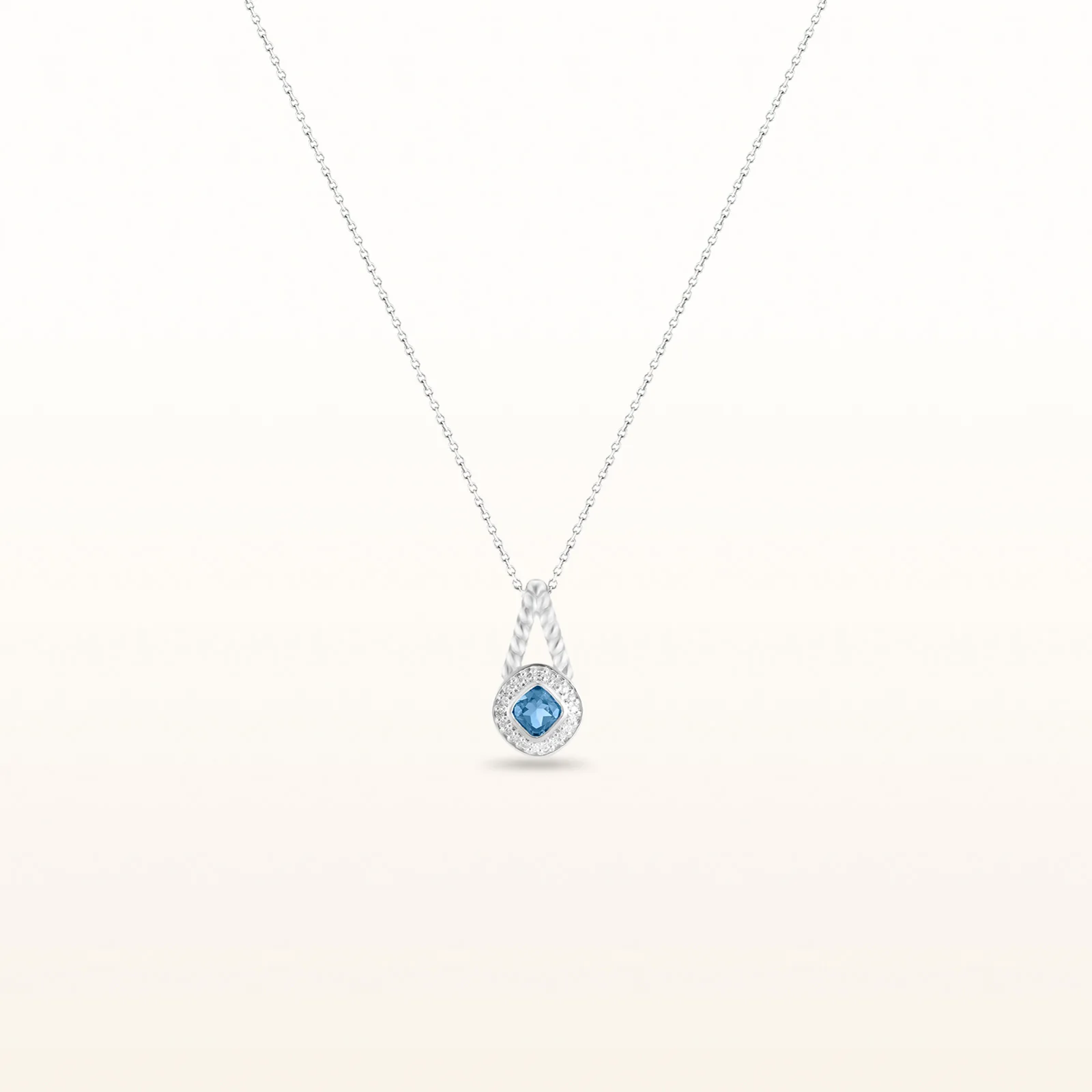Kite-Set Cushion Cut Gemstone and Diamond Halo Rope Pendant in 925 Sterling Silver - Image 14