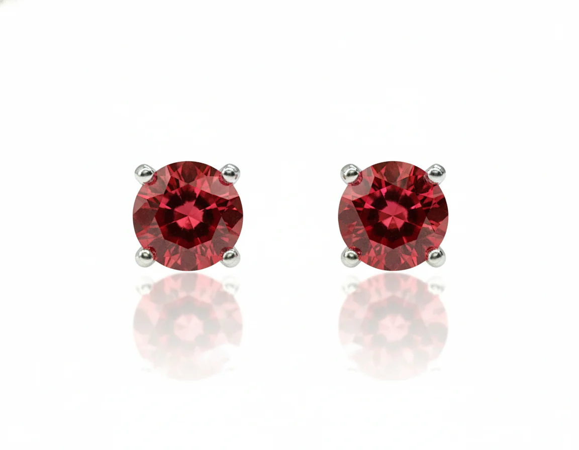 Martini Style Orange Sapphire Stud Earrings in 14kt White Gold