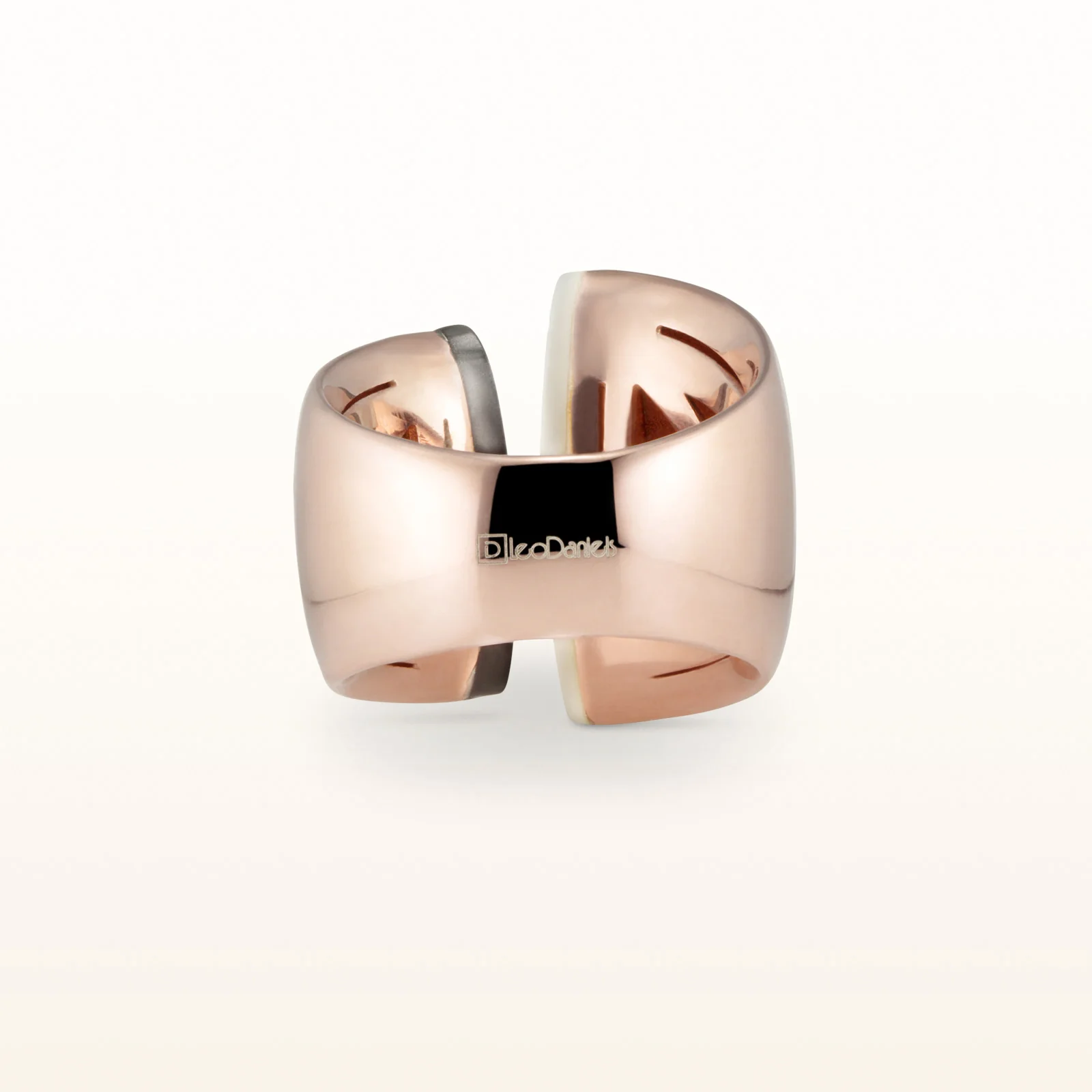 Mother-of-Pearl and Black Onyx Split Ring in Rose Gold Plated 925 Sterling Silver - Image 3