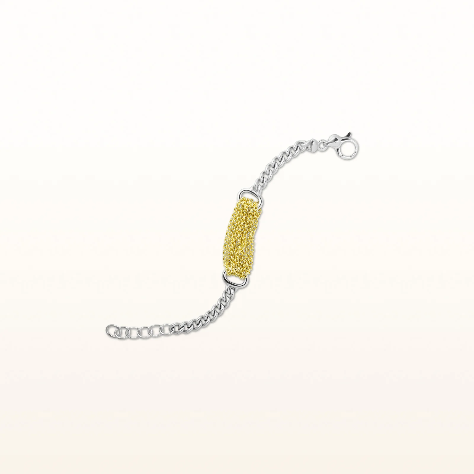 Multi-Strand Chain Link Bracelet in Two-Tone Sterling Silver - Image 3
