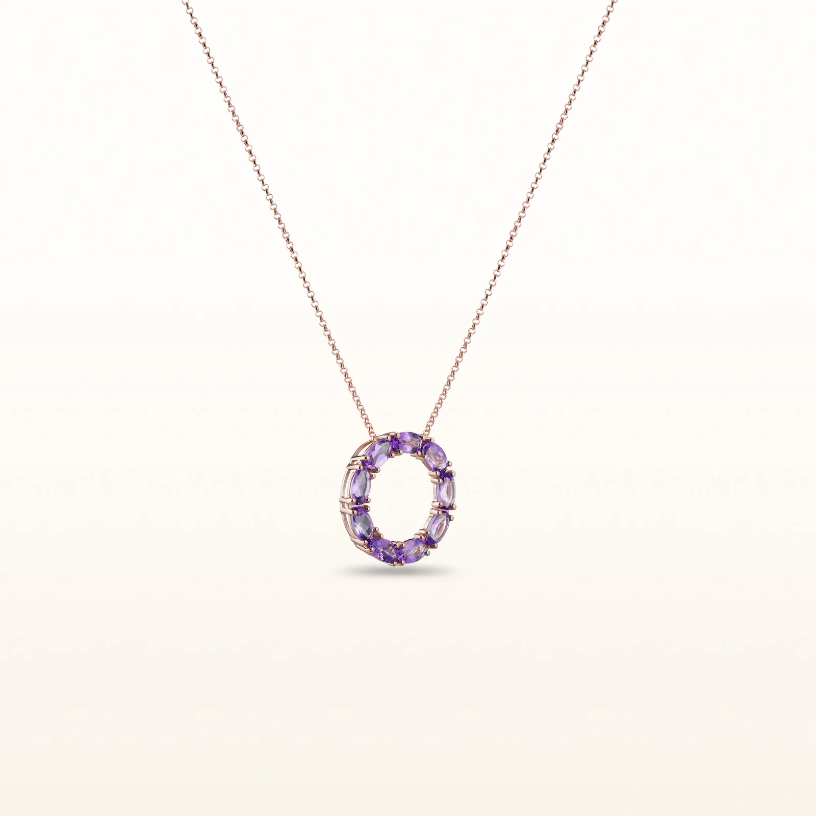 Oval Amethyst Circle Pendant in 14kt Rose Gold - Image 2
