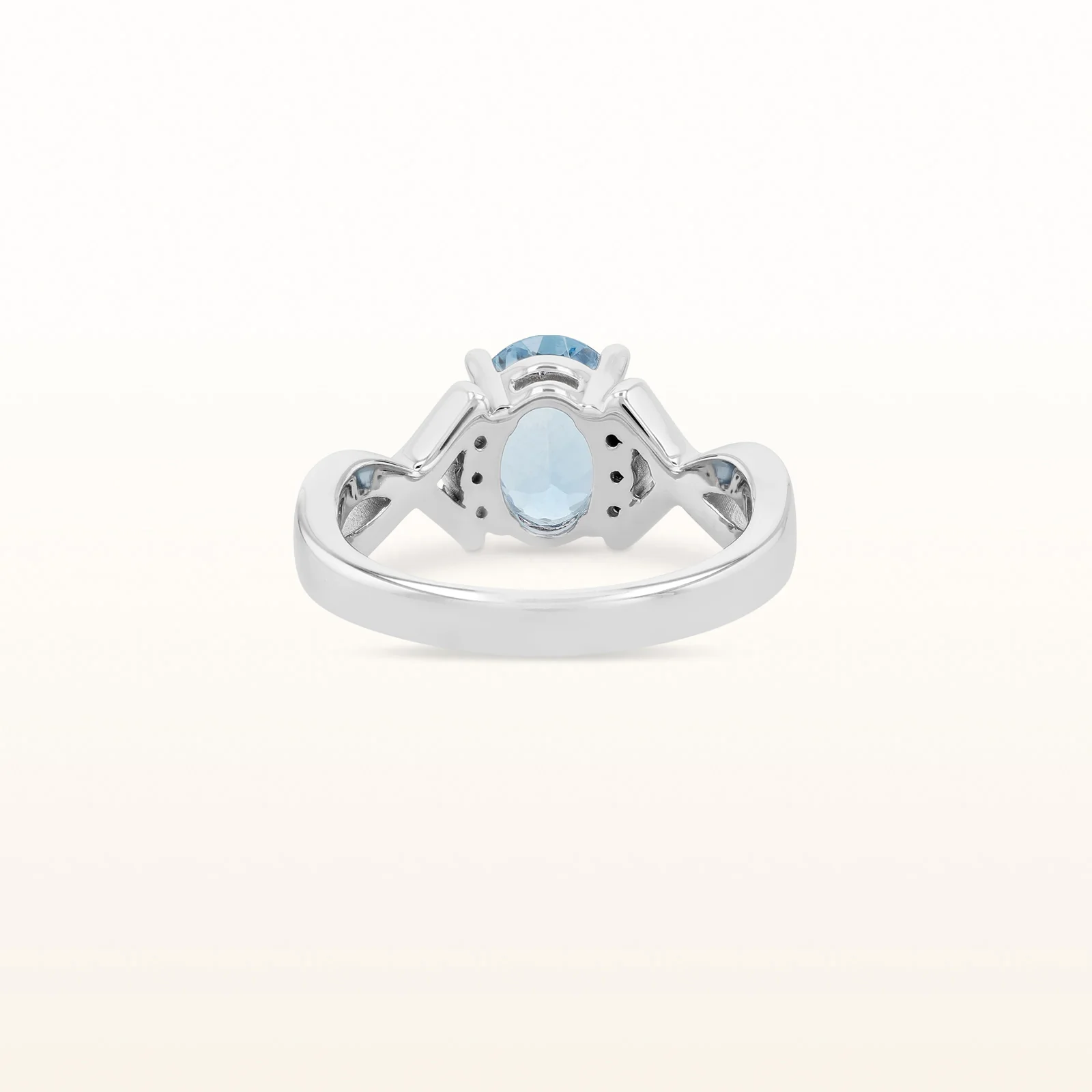 Oval Aquamarine and Diamond Twisted Shank Ring in 14kt White Gold - Image 3