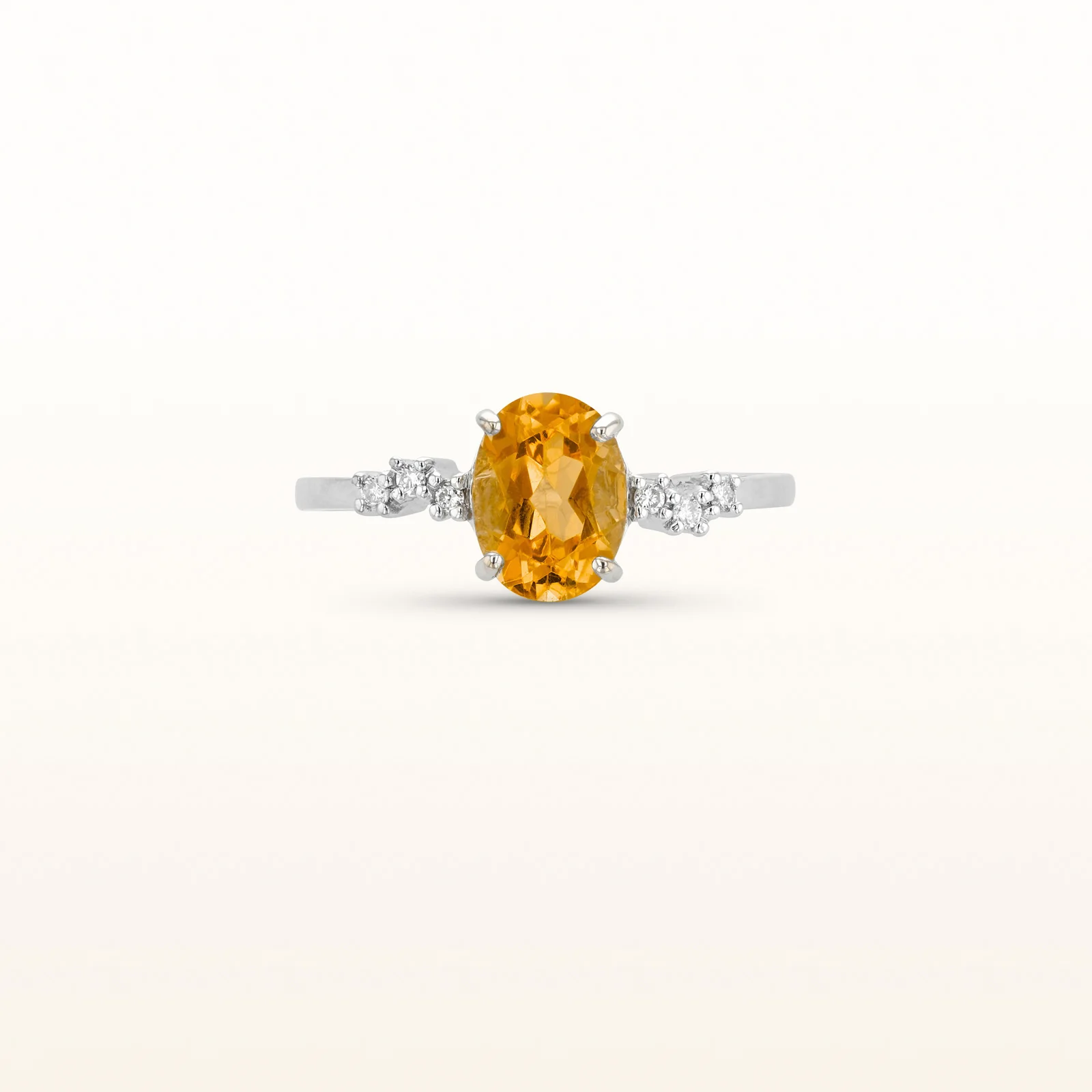 Oval Gemstone and Diamond Accent Zig-Zag Ring in 14kt White Gold - Image 10