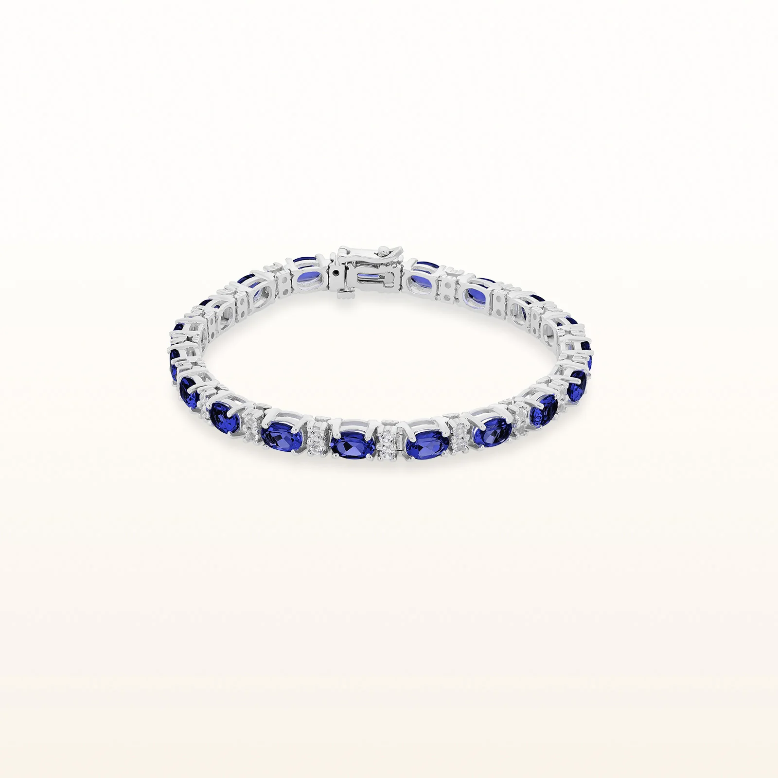 Oval Gemstone and Diamond Bracelet in 14kt White Gold - Image 4
