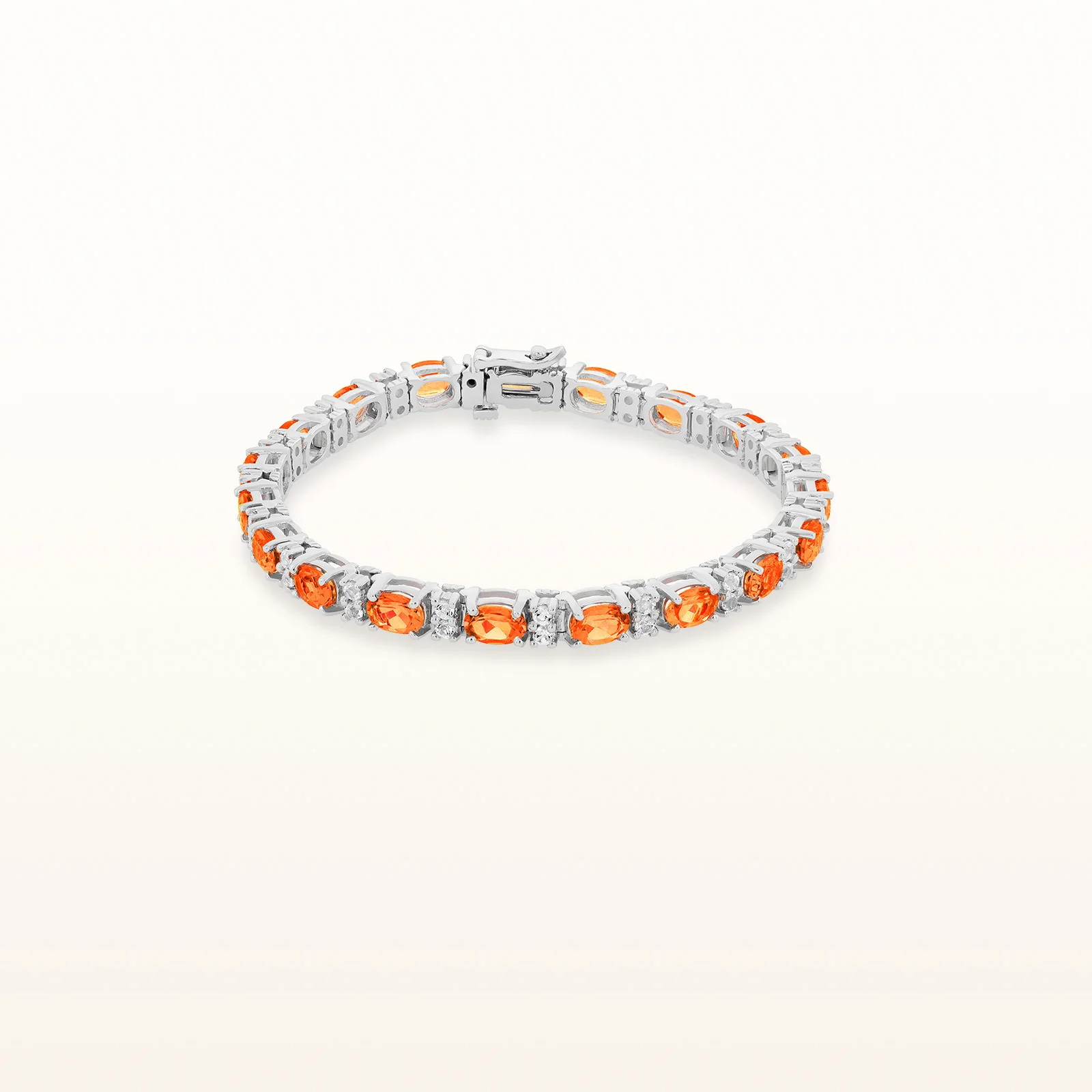 Oval Gemstone and Diamond Bracelet in 14kt White Gold - Image 6