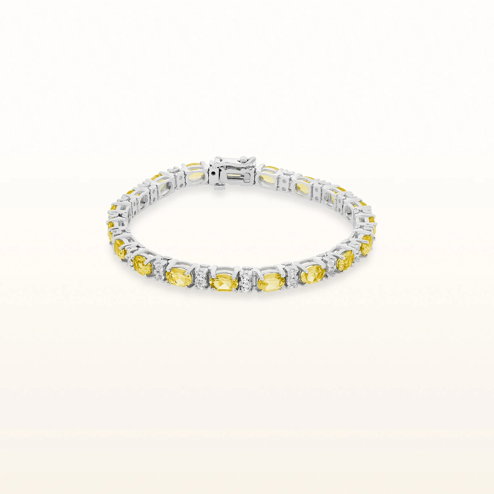 Oval Gemstone and Diamond Bracelet in 14kt White Gold - Image 7