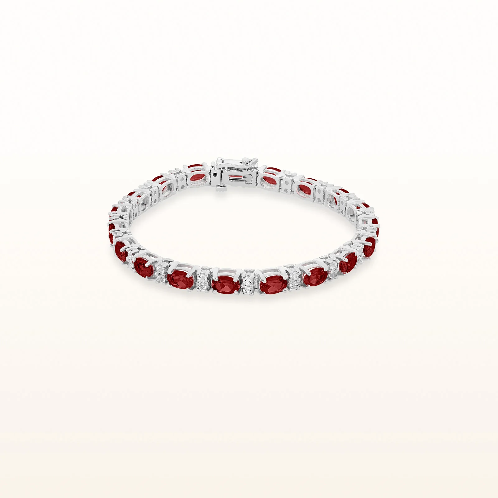 Oval Gemstone and Diamond Bracelet in 14kt White Gold - Image 8