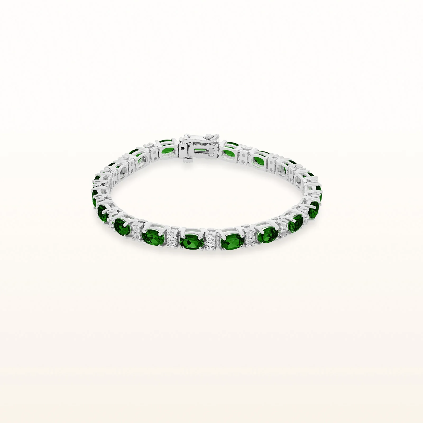 Oval Gemstone and Diamond Bracelet in 14kt White Gold - Image 9