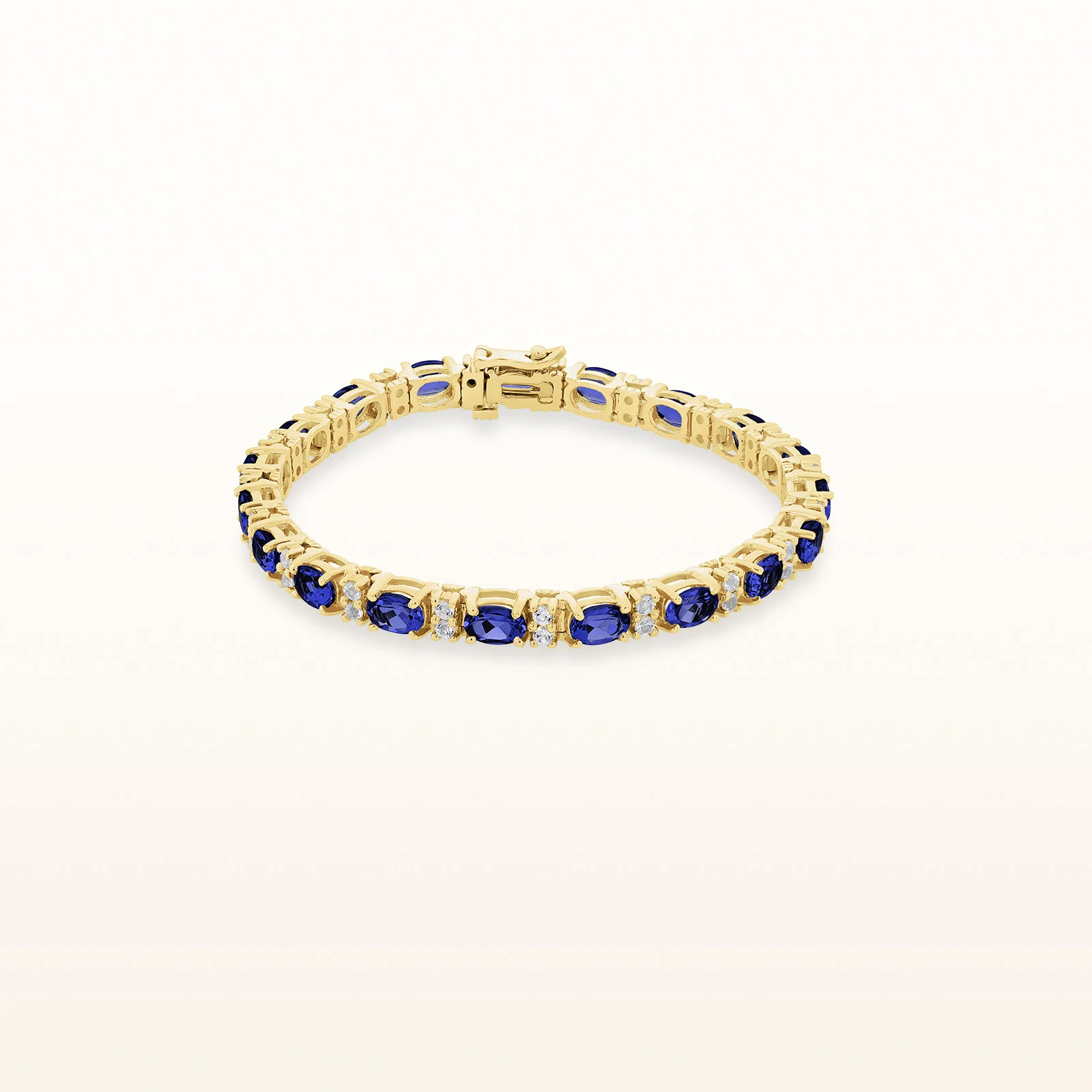 Oval Gemstone and Diamond Bracelet in 14kt Yellow Gold - Image 4