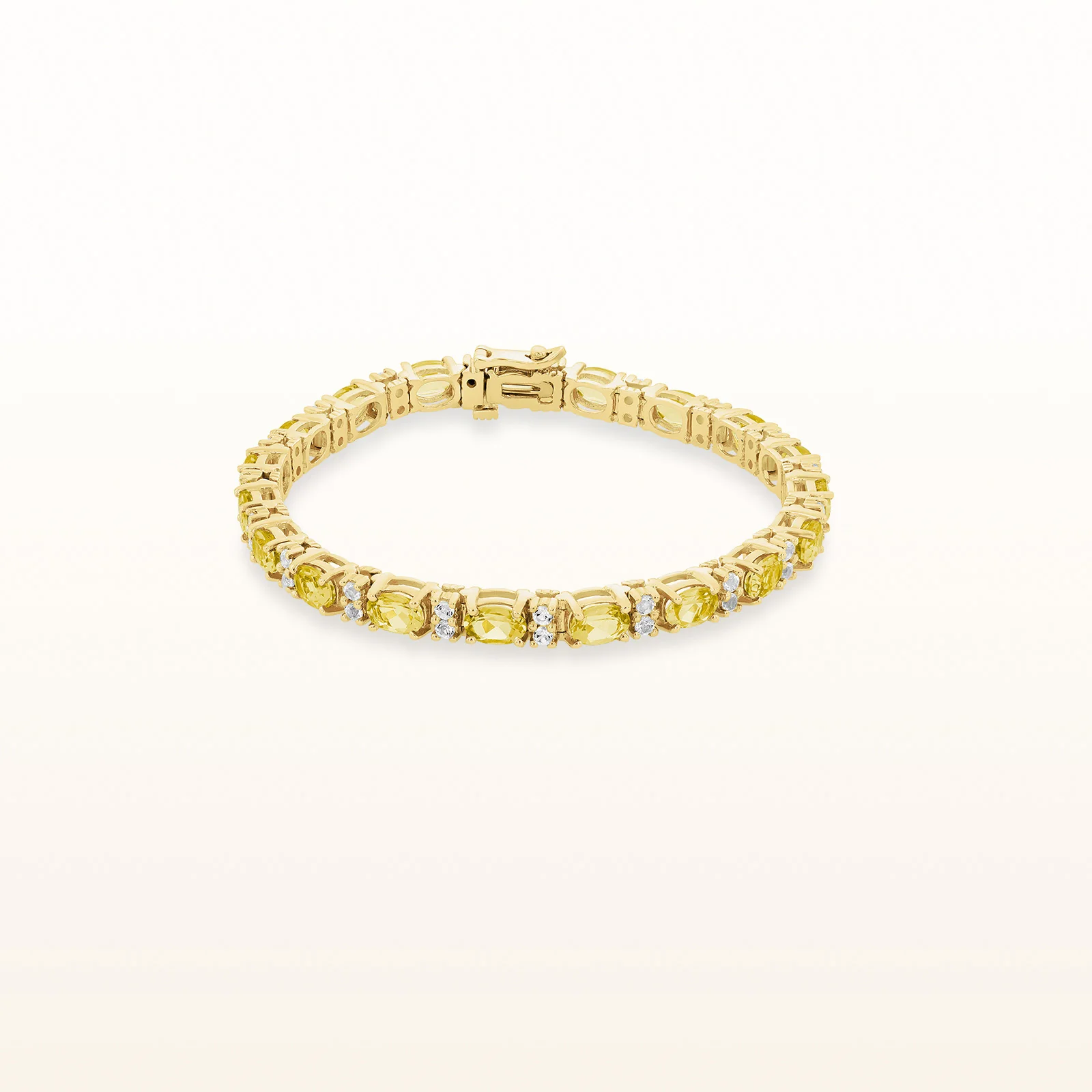 Oval Gemstone and Diamond Bracelet in 14kt Yellow Gold - Image 7