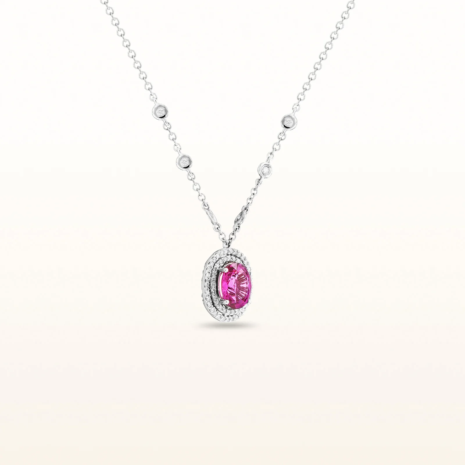 Oval Gemstone and Diamond Pendant - Image 2