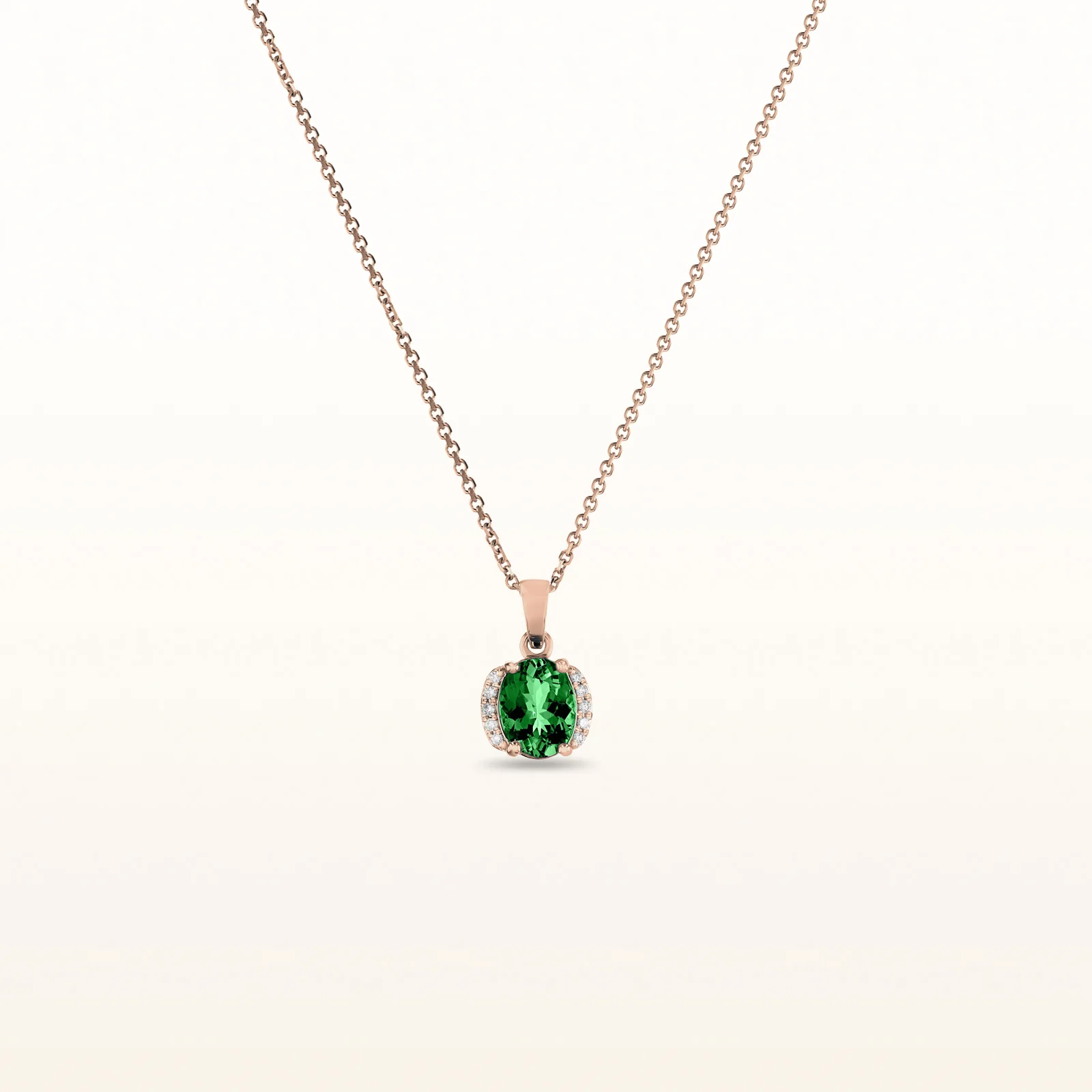 Oval Gemstone and Diamond Pendant in 14kt Rose Gold - Image 15