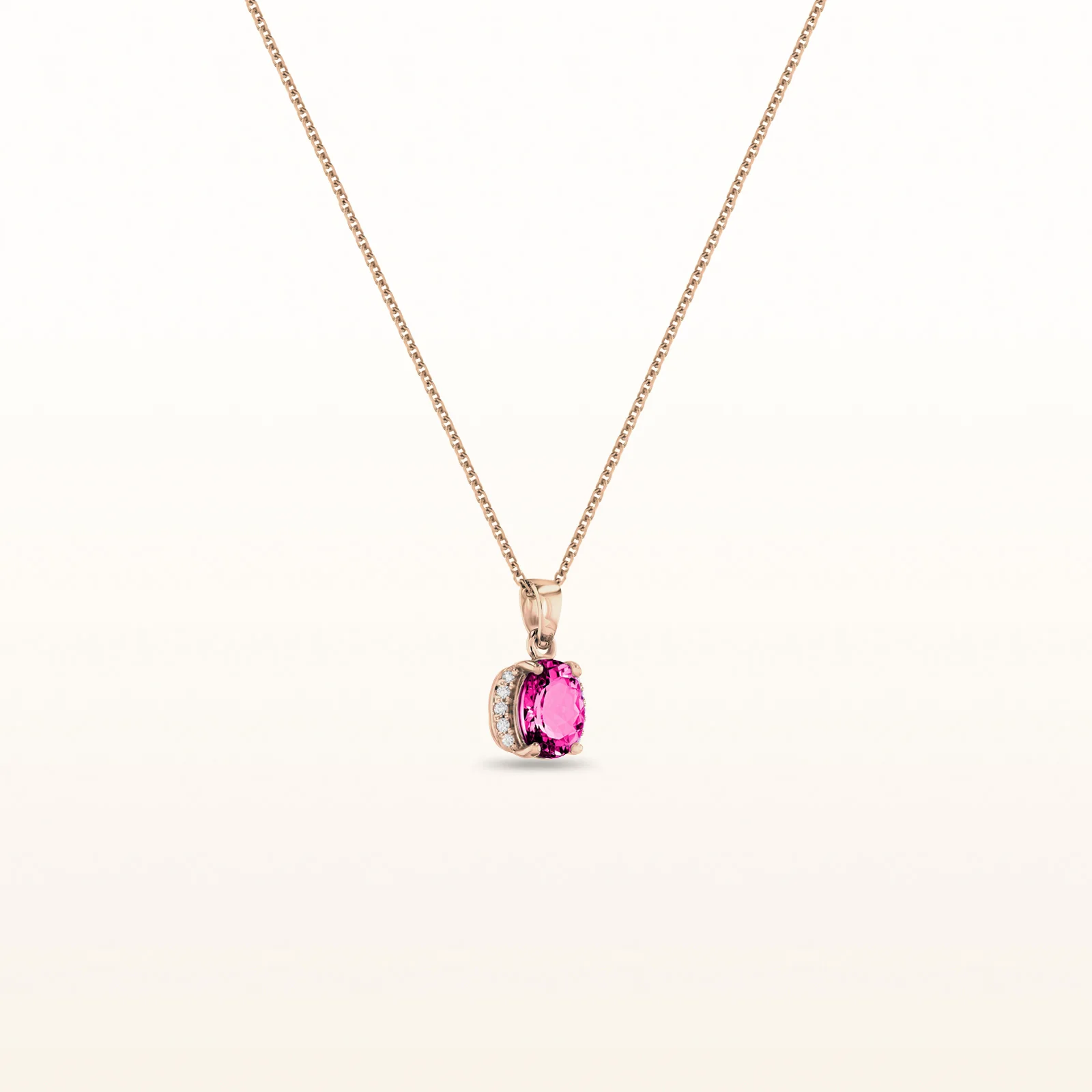 Oval Gemstone and Diamond Pendant in 14kt Rose Gold - Image 2