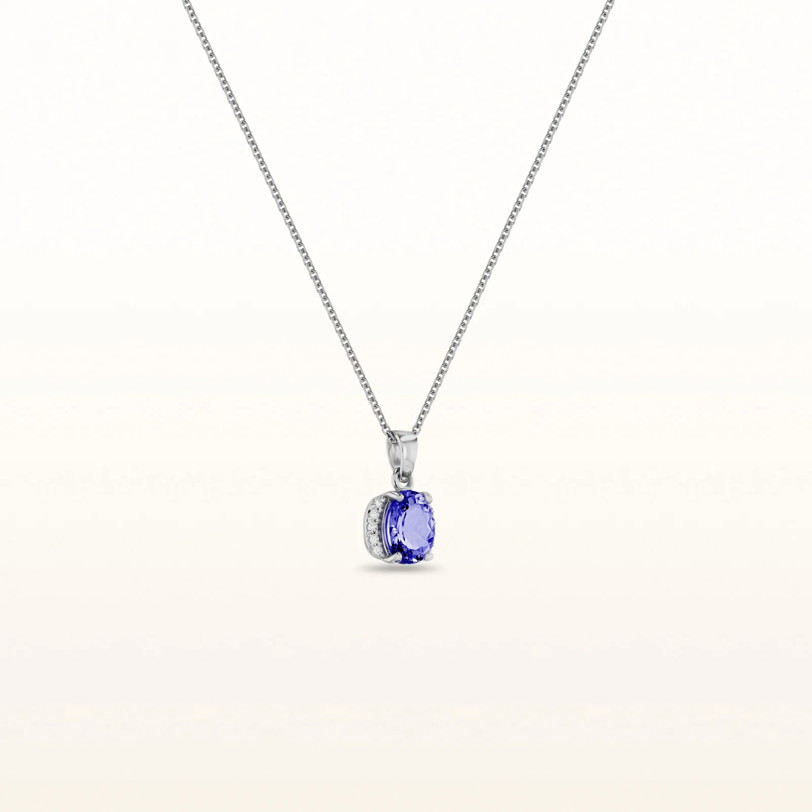 Oval Gemstone and Diamond Pendant in 14kt White Gold - Image 2