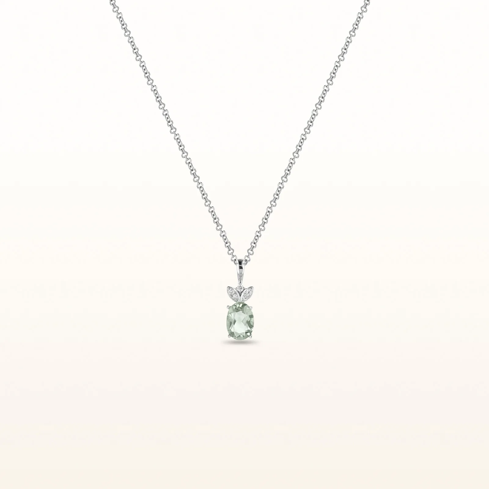 Oval Gemstone and Diamond Pendant in 14kt White Gold - Image 10