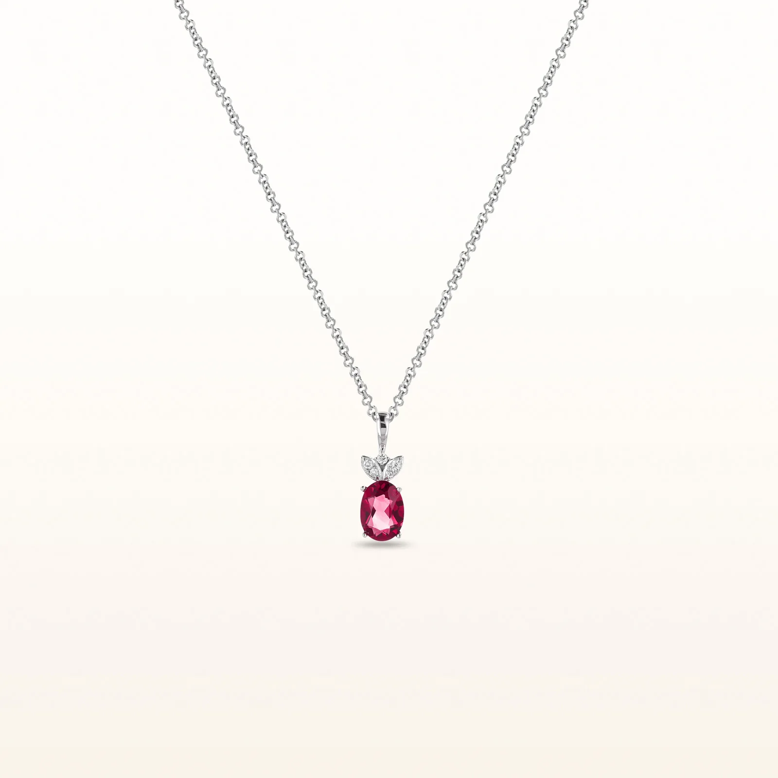 Oval Gemstone and Diamond Pendant in 14kt White Gold - Image 12