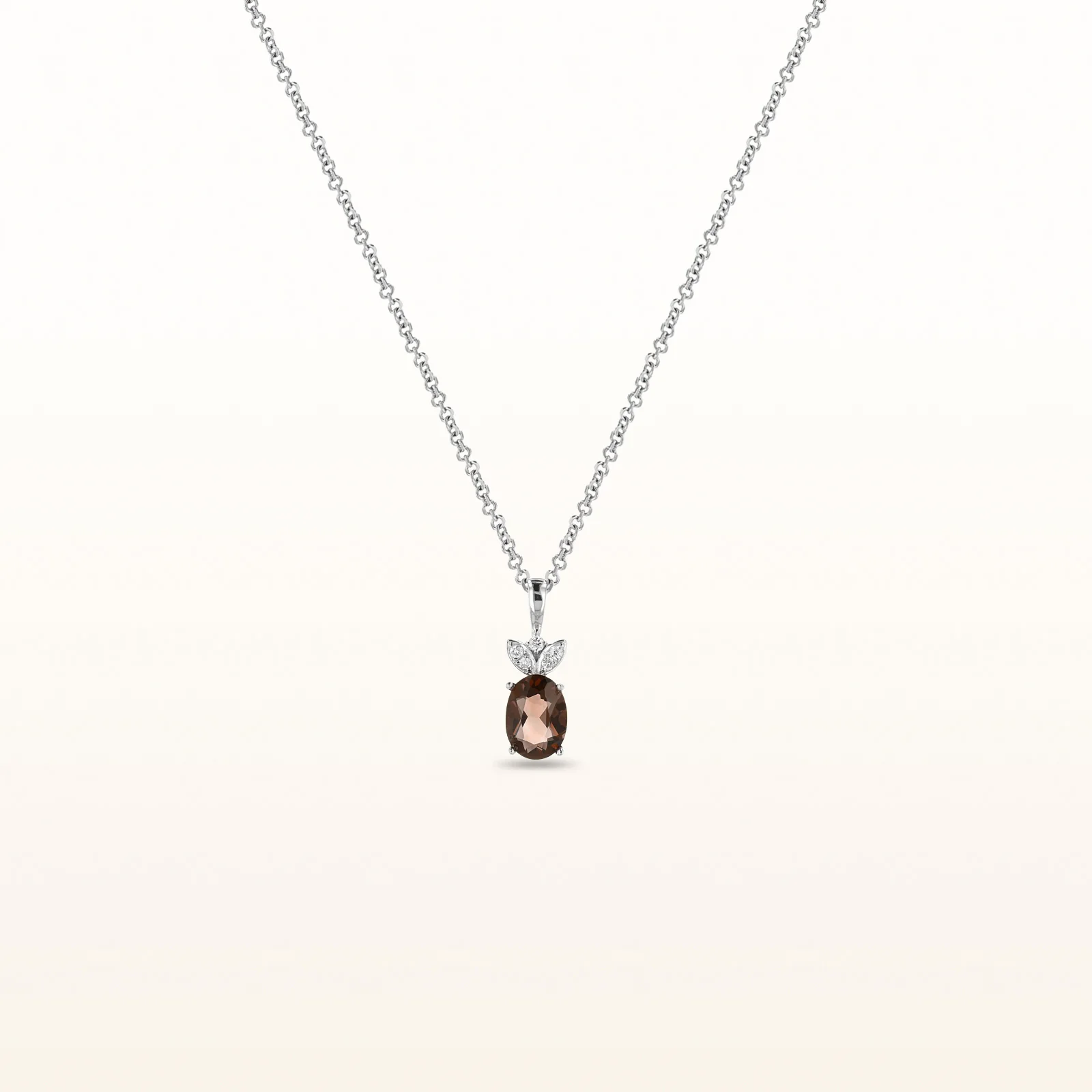 Oval Gemstone and Diamond Pendant in 14kt White Gold - Image 13