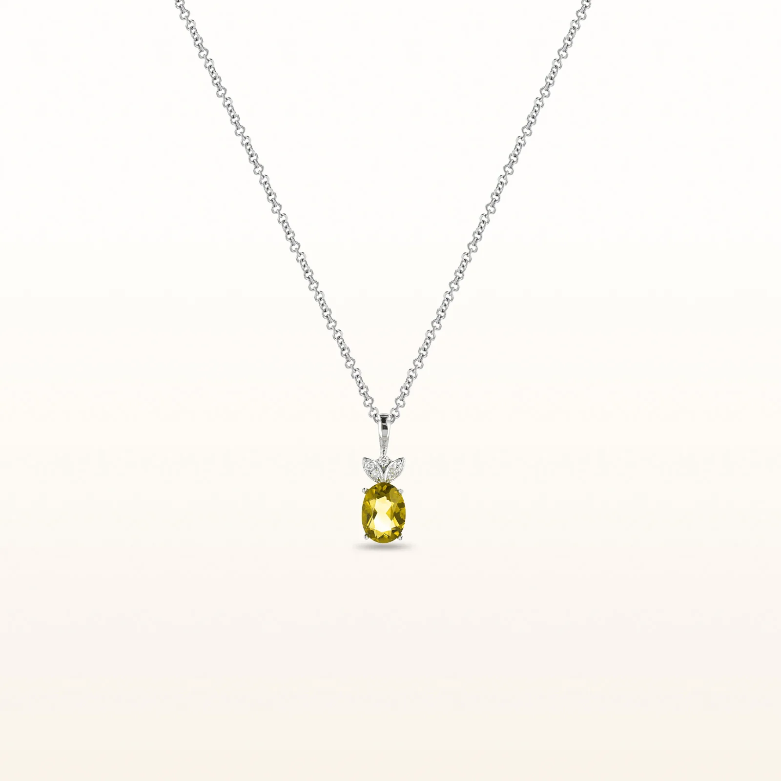 Oval Gemstone and Diamond Pendant in 14kt White Gold - Image 14