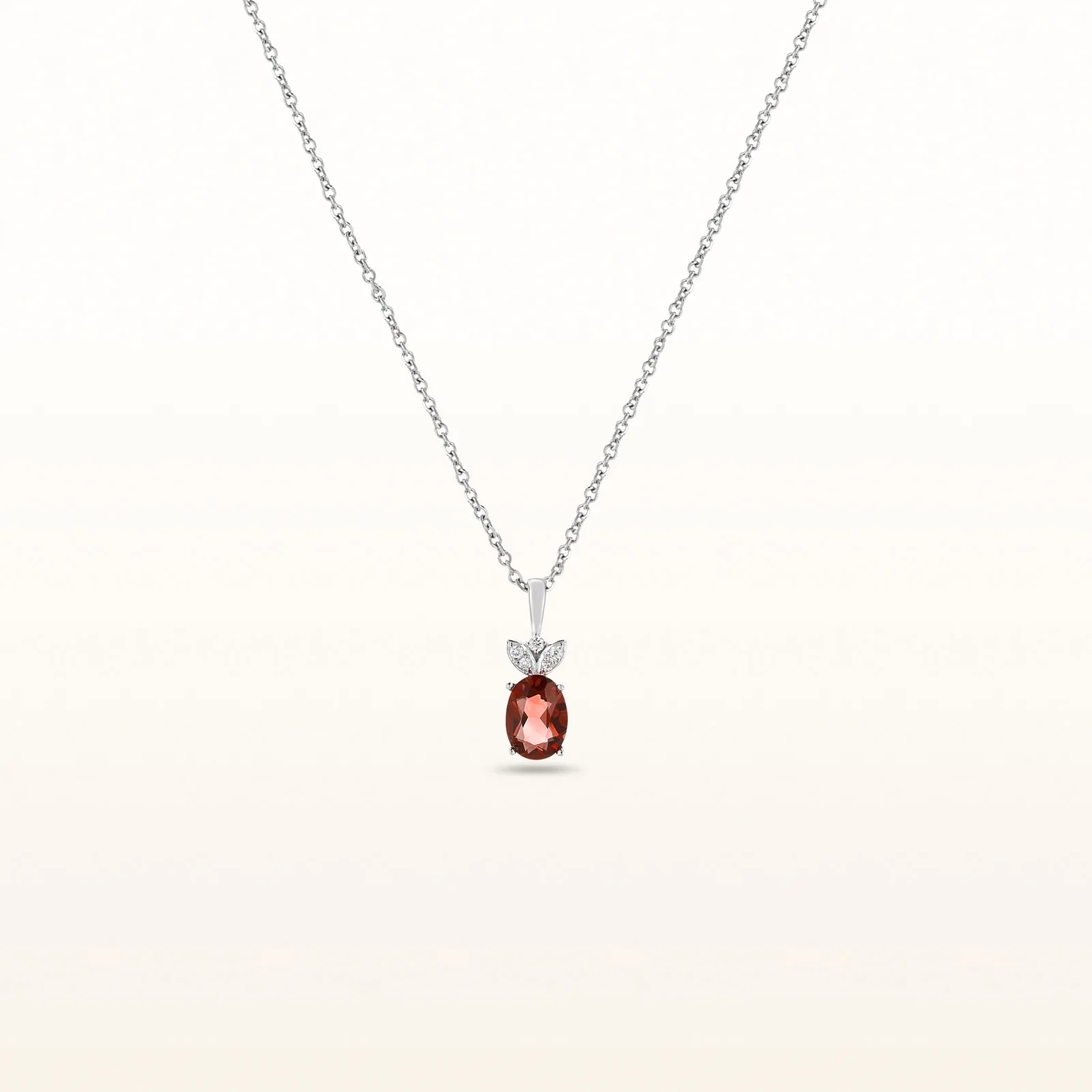 Oval Gemstone and Diamond Pendant in 14kt White Gold - Image 3