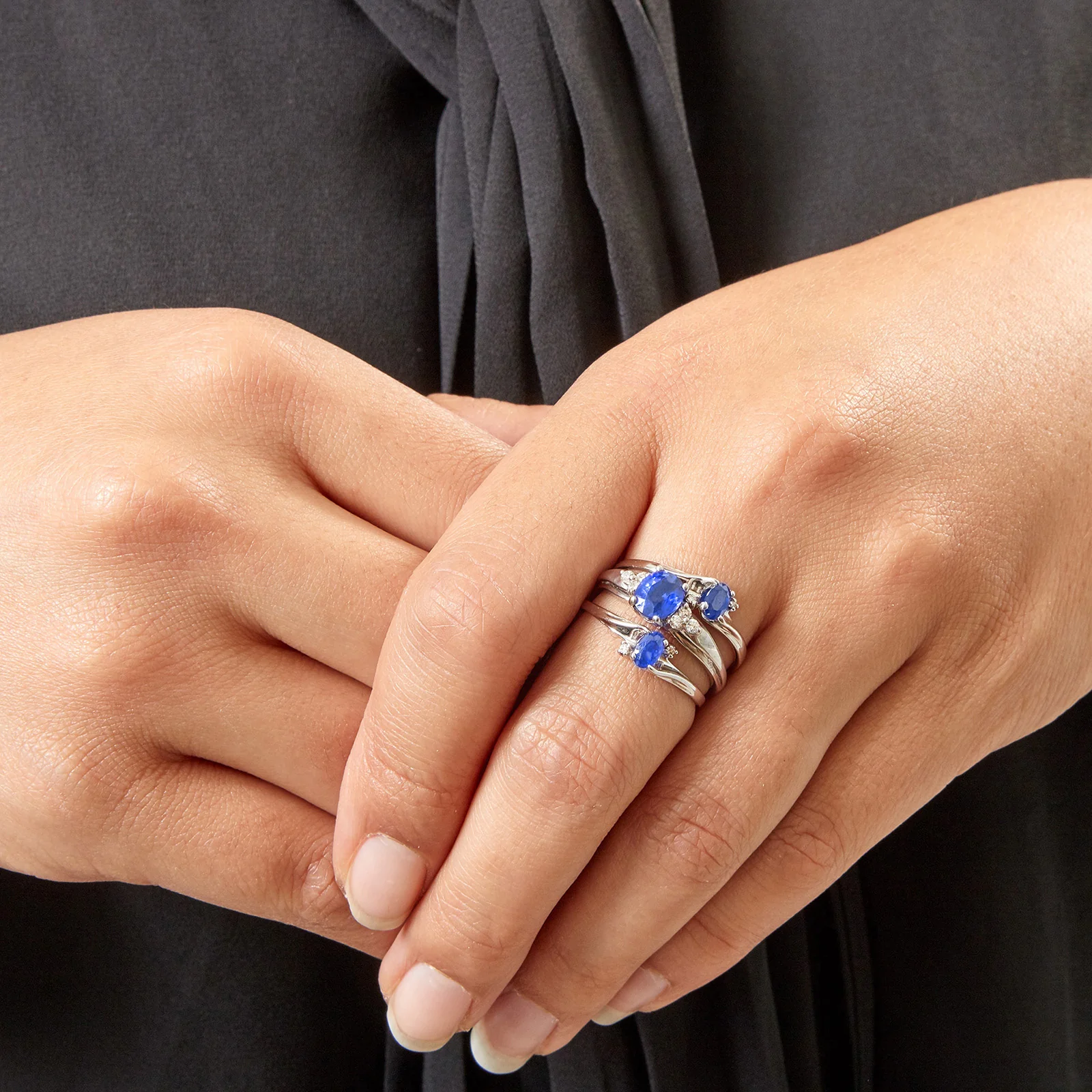 Oval Gemstone and Diamond Ring in 10kt White Gold - Image 4