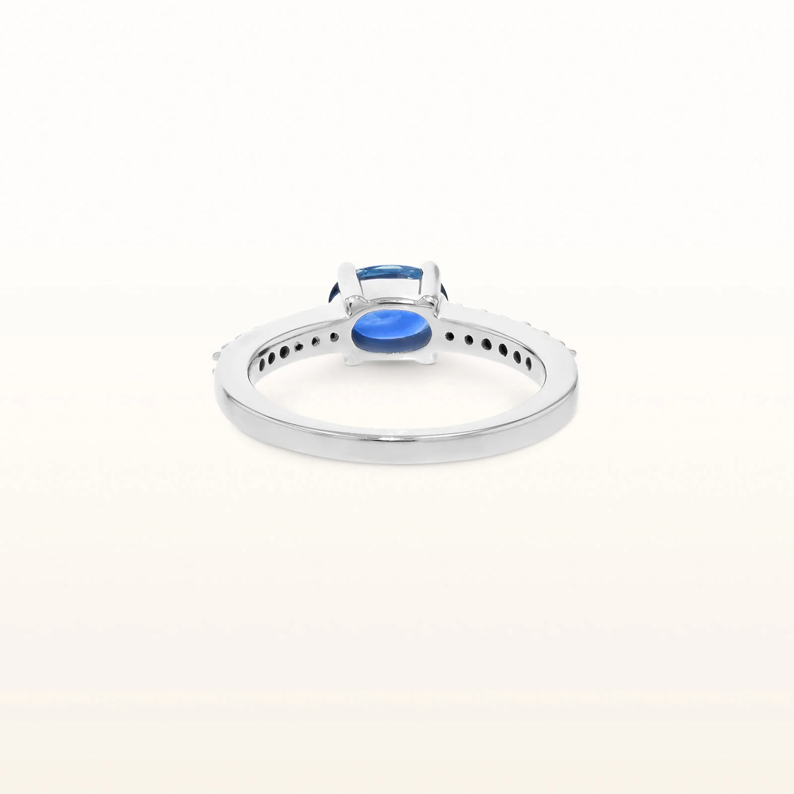 Oval Blue Sapphire and Diamond Ring in 14kt White Gold - Image 3