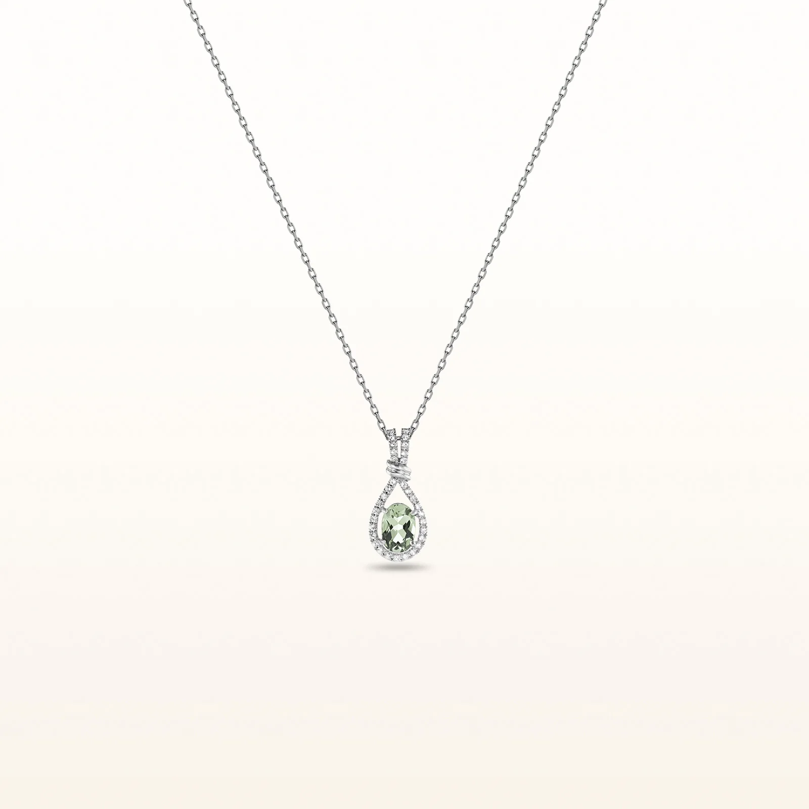 Oval Gemstone and White Sapphire Teardrop Pendant in 925 Sterling Silver - Image 14