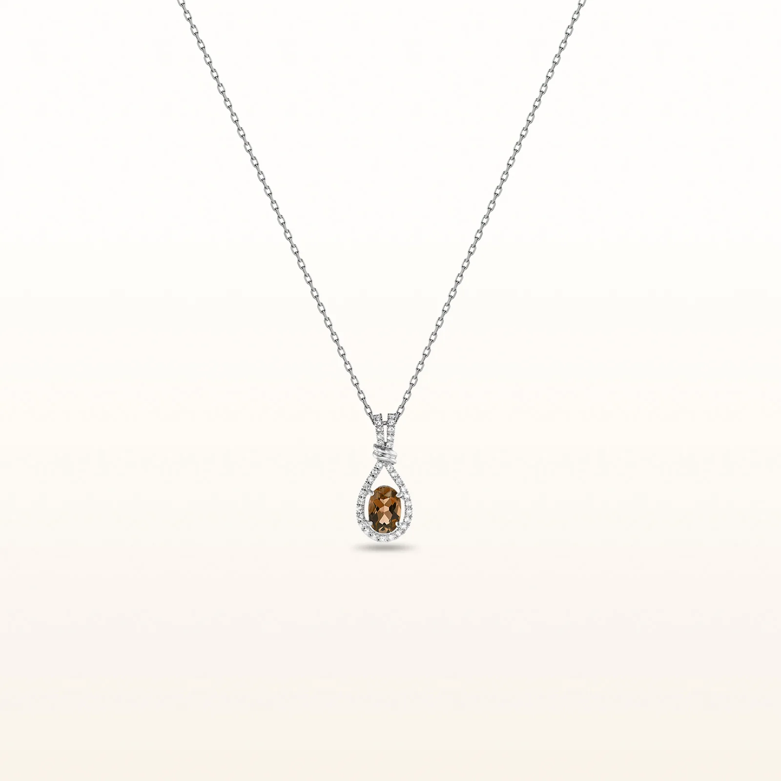 Oval Gemstone and White Sapphire Teardrop Pendant in 925 Sterling Silver - Image 16