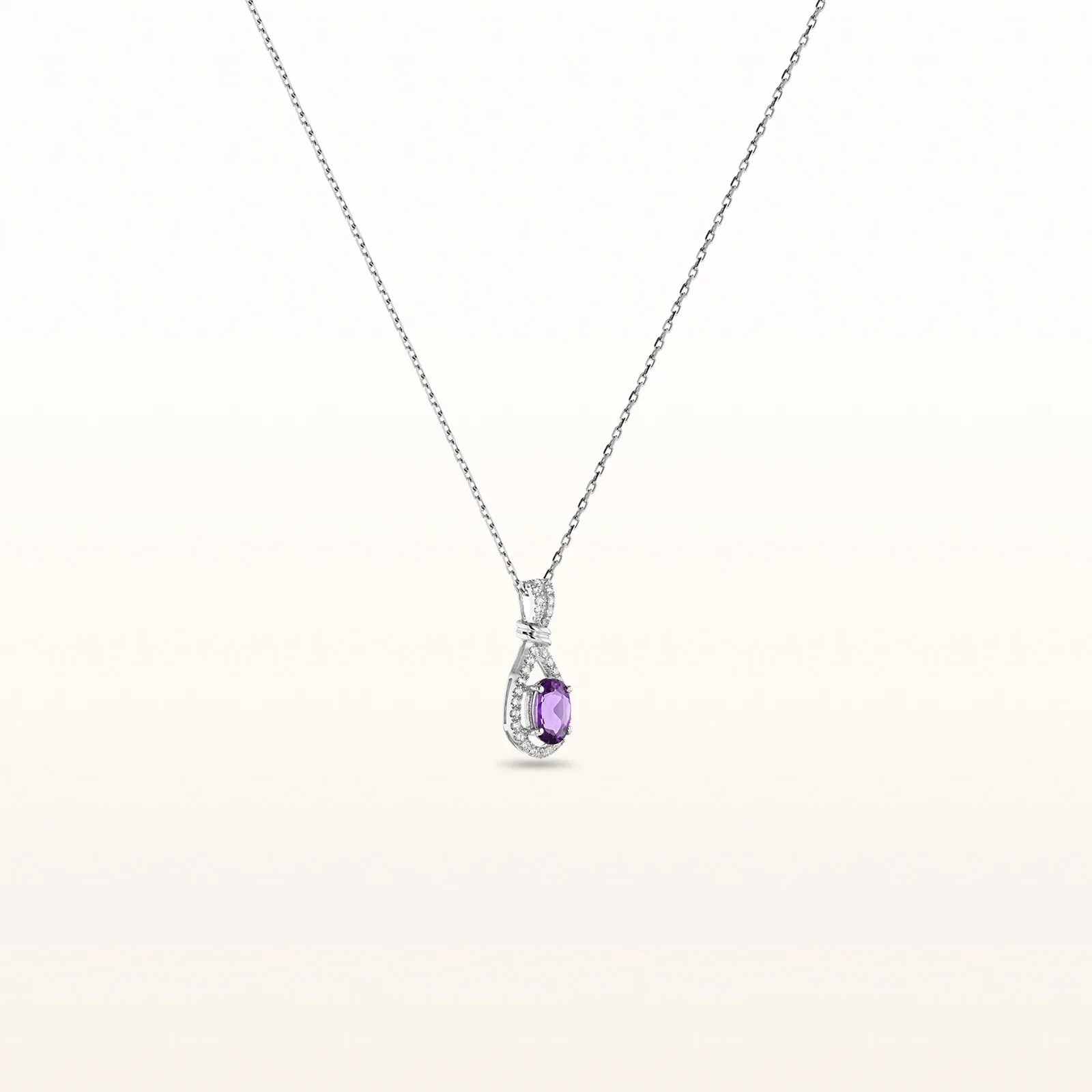 Oval Gemstone and White Sapphire Teardrop Pendant in 925 Sterling Silver - Image 2