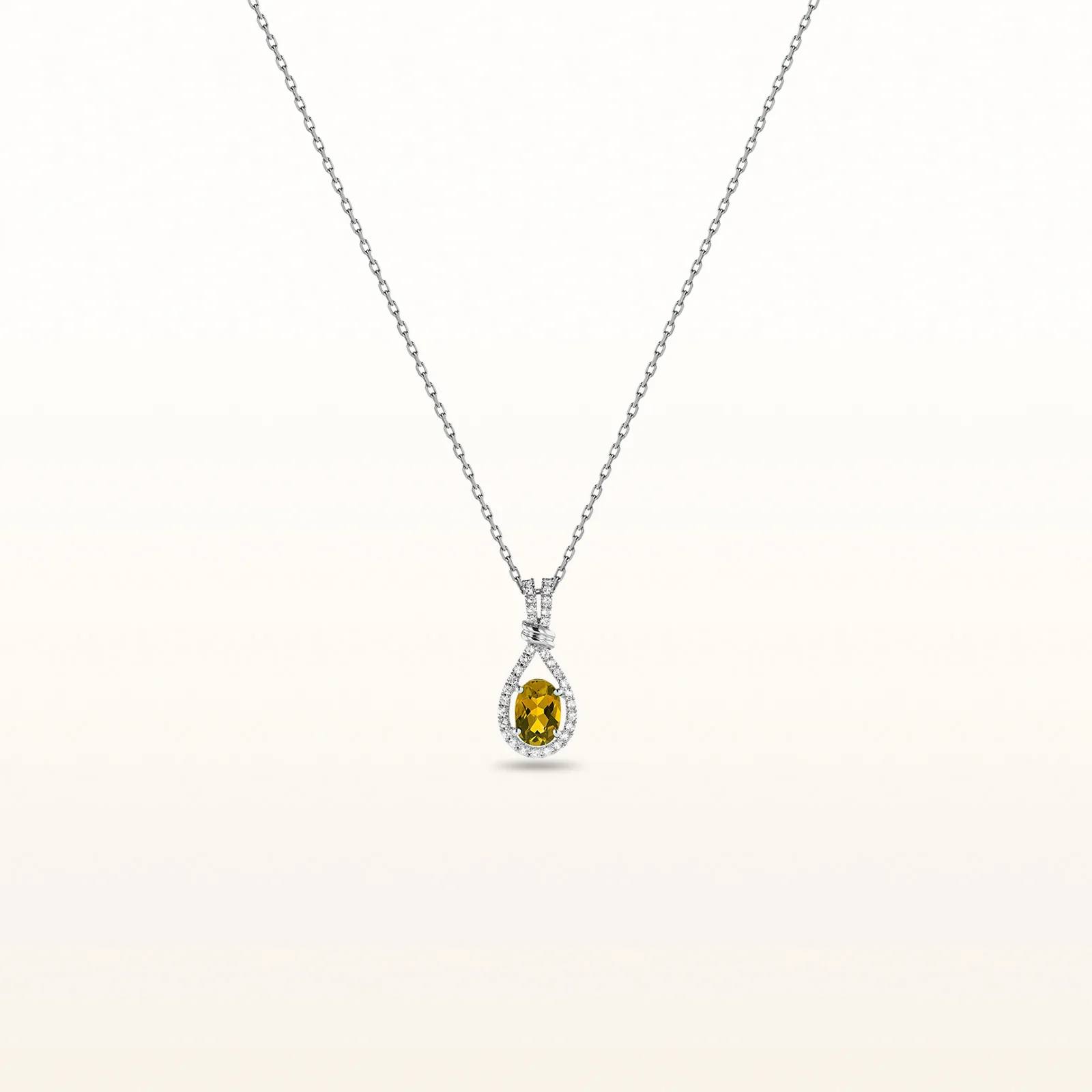 Oval Gemstone and White Sapphire Teardrop Pendant in 925 Sterling Silver - Image 8