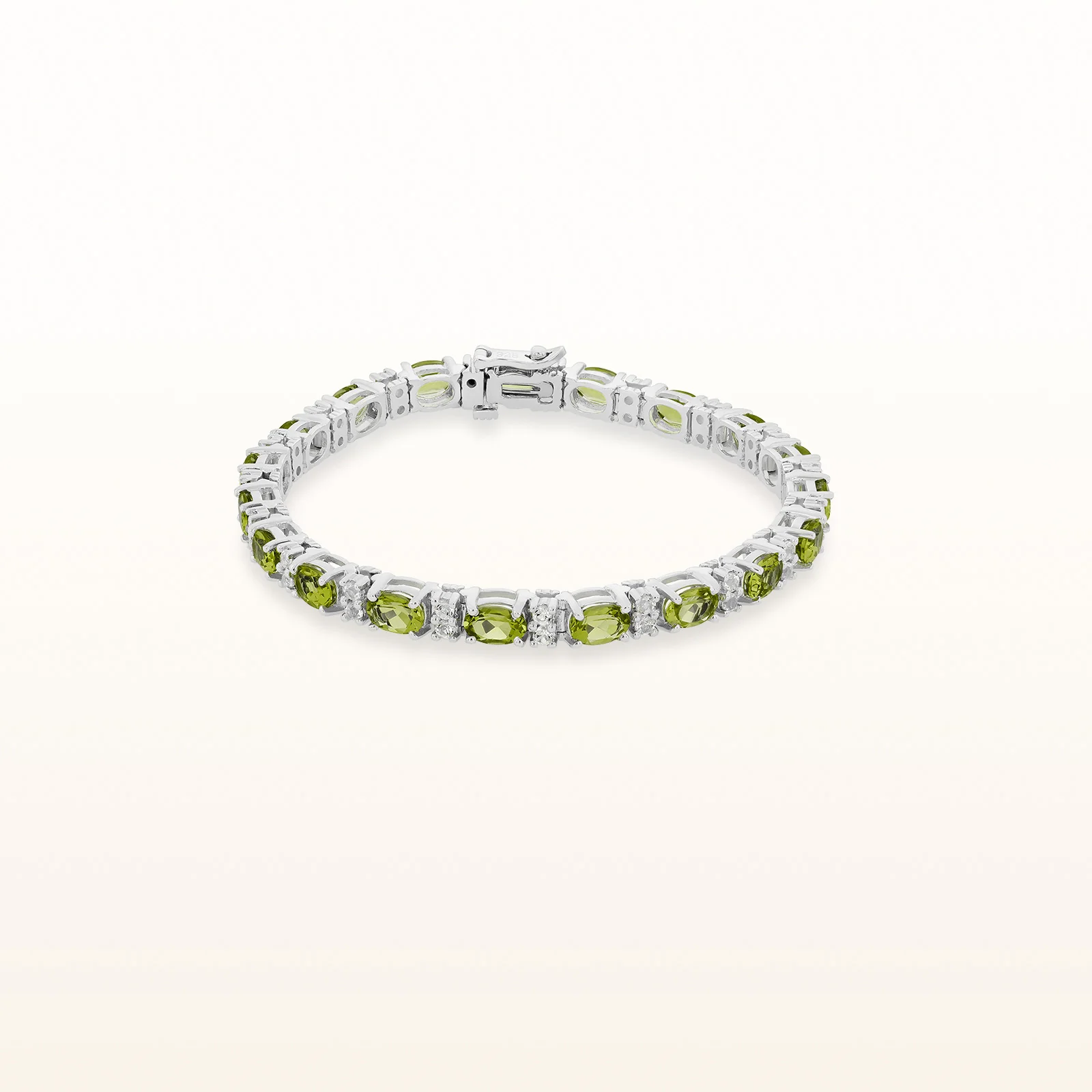 Oval Gemstone and White Topaz Bracelet in 925 Sterling Silver - Image 15