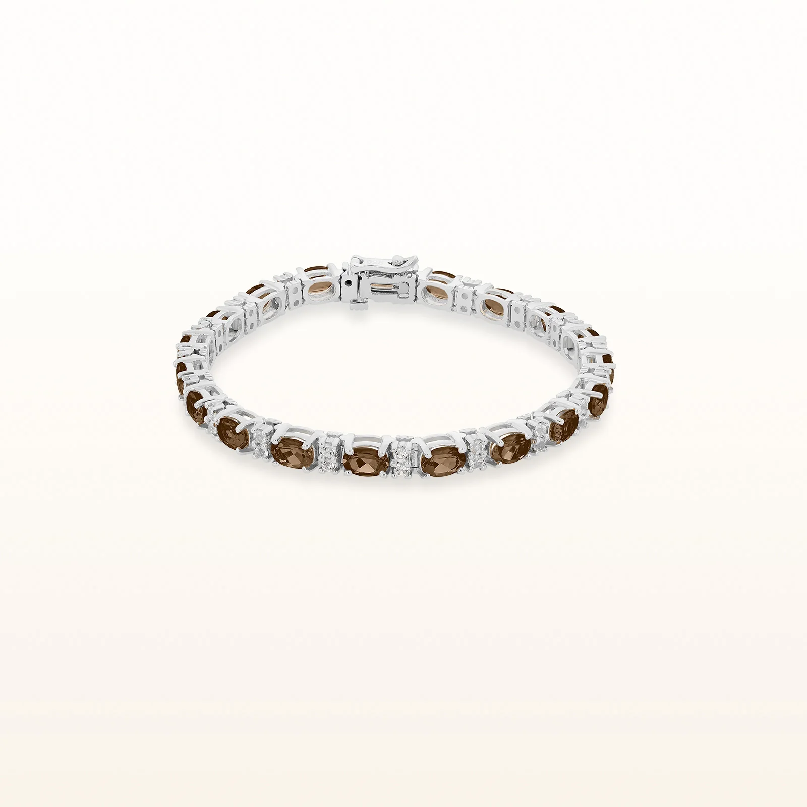 Oval Gemstone and White Topaz Bracelet in 925 Sterling Silver - Image 9