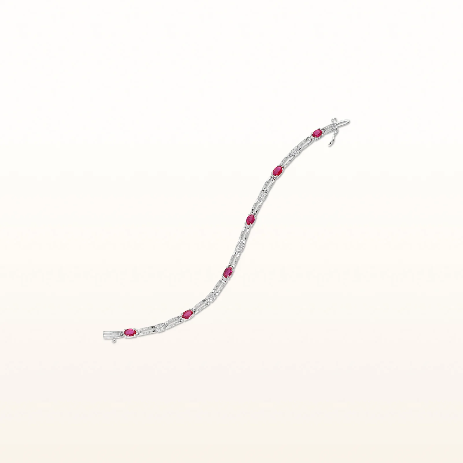 Oval Gemstone Open Bar Link Bracelet with Diamond Accents - Image 3