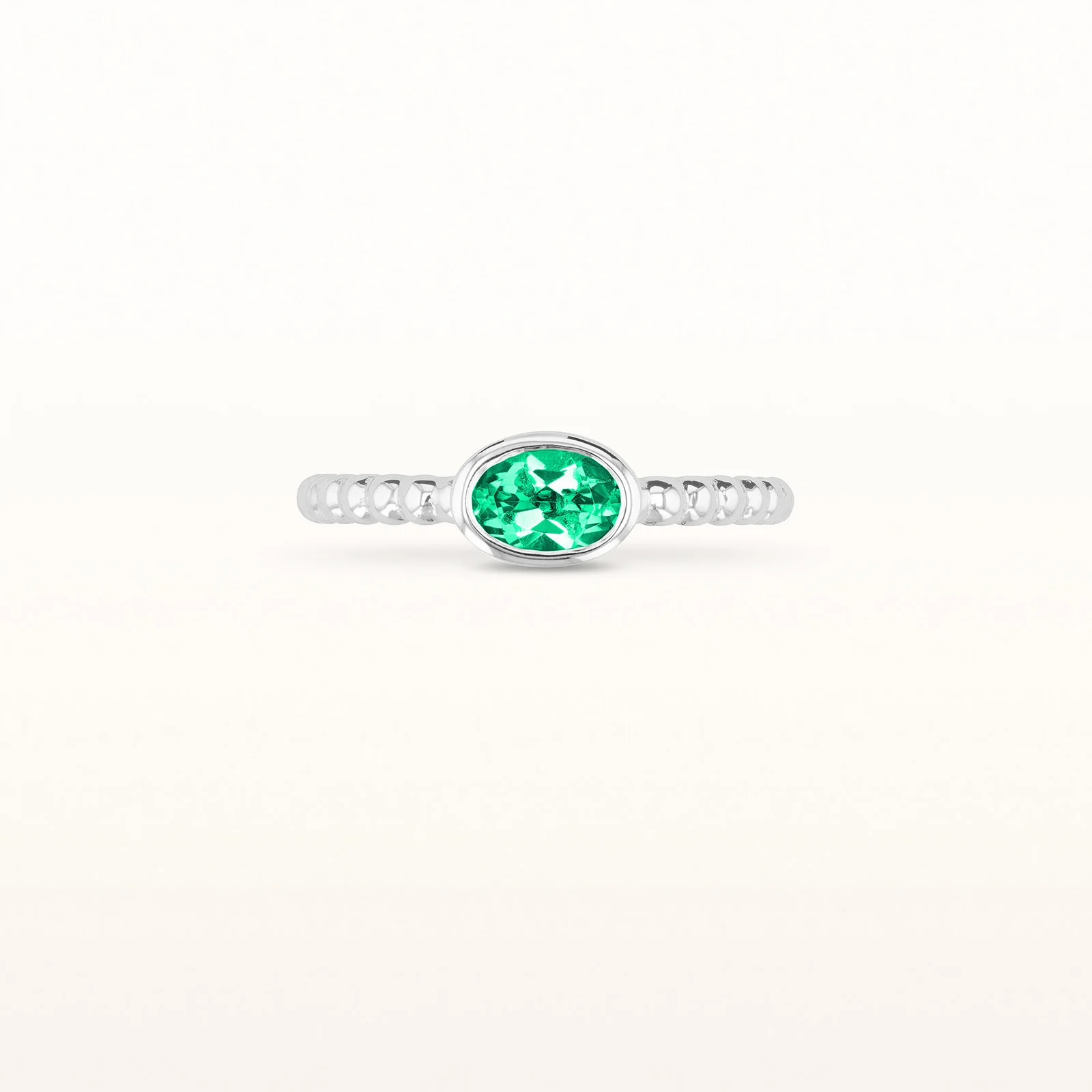 6 x 4 mm Oval Gemstone or Diamond Stackable Beaded Ring in 925 Sterling Silver - Image 10